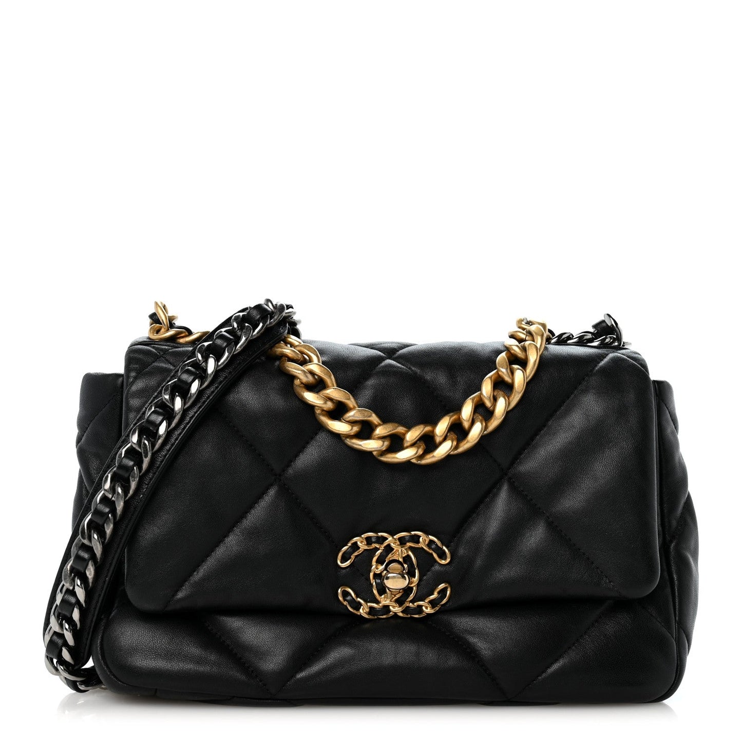 Lambskin Quilted Medium Chanel 19 Flap Black