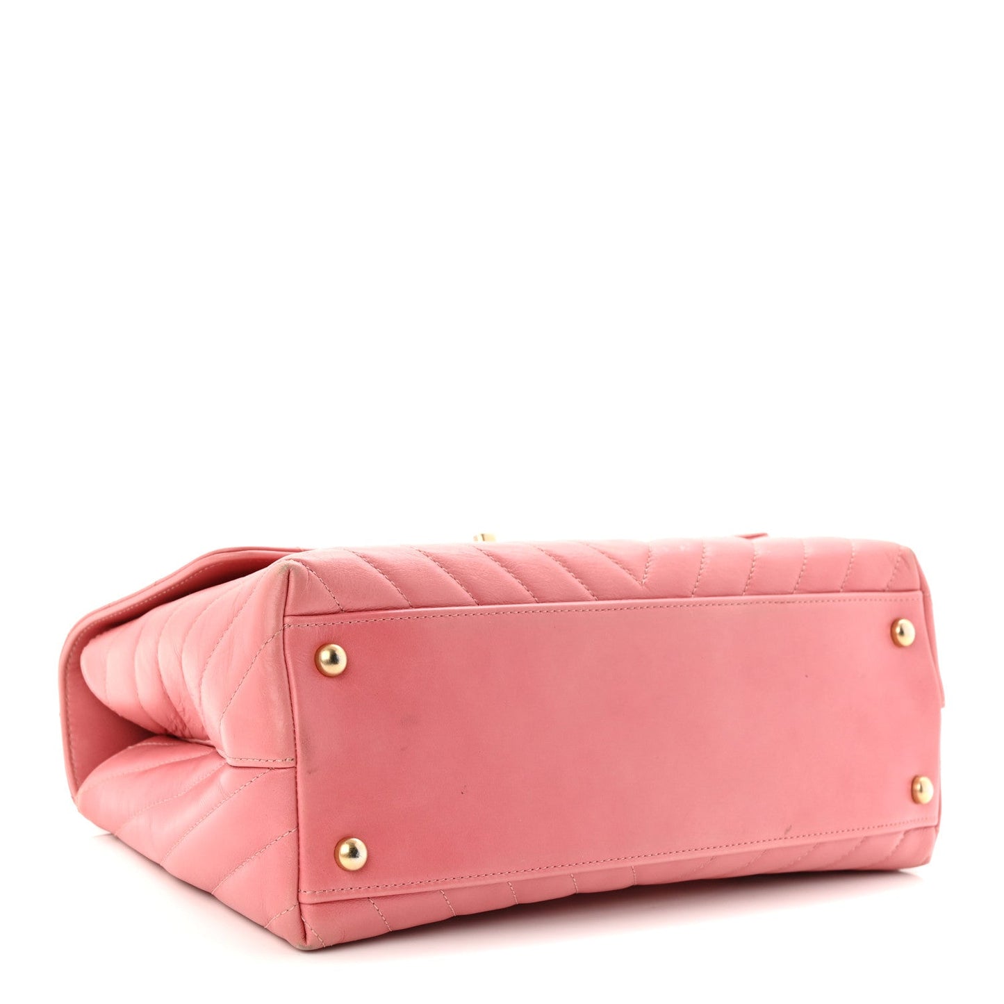 Calfskin Lizard Chevron Quilted Small Coco Handle Flap Pink