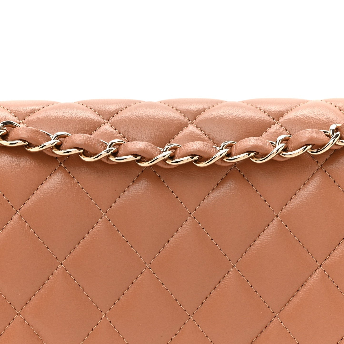 Lambskin Quilted Medium Double Flap Brown