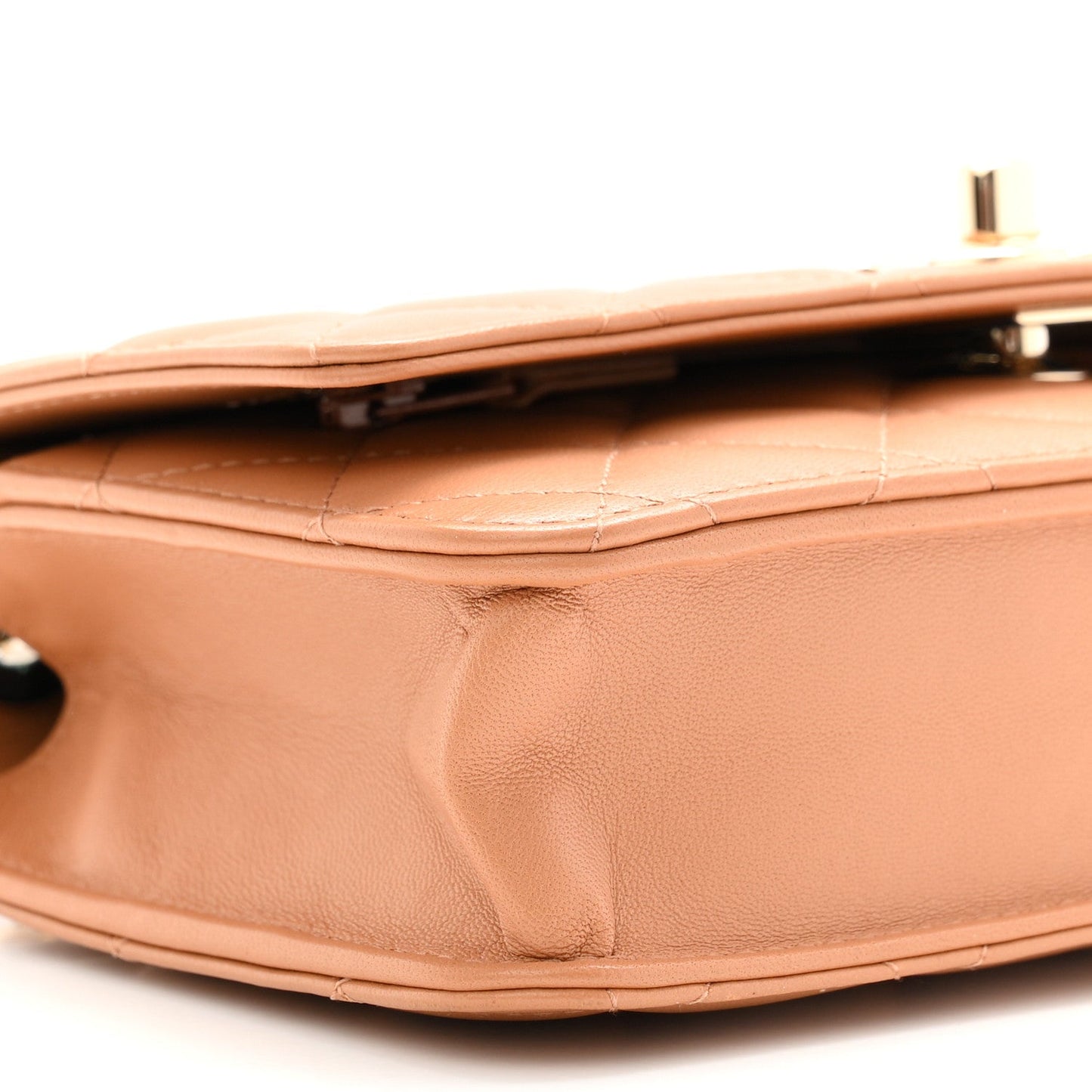 Lambskin Quilted Trendy CC Wallet On Chain WOC Camel