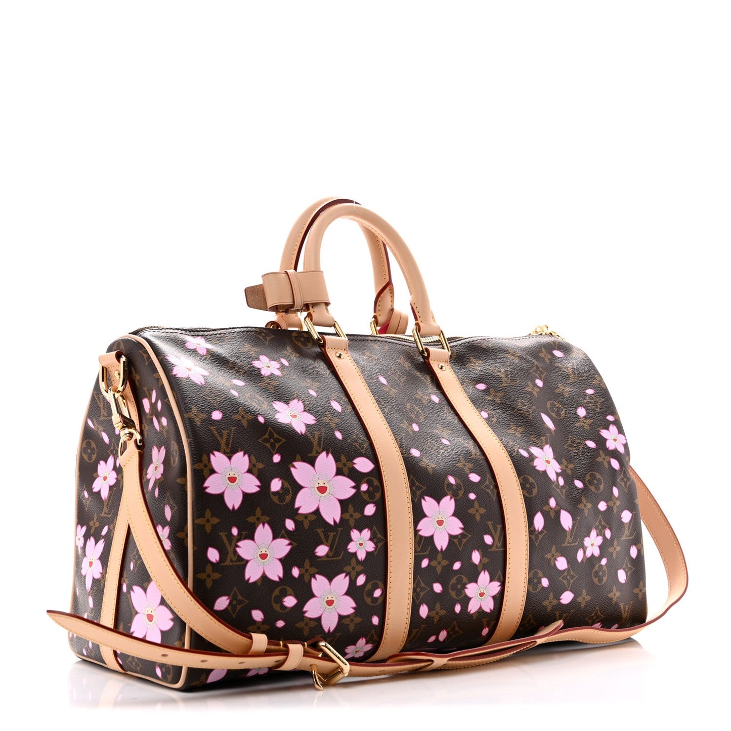 LV X TM Monogram Cherry Blossom Keepall Bandouliere 45 Sakura Brown