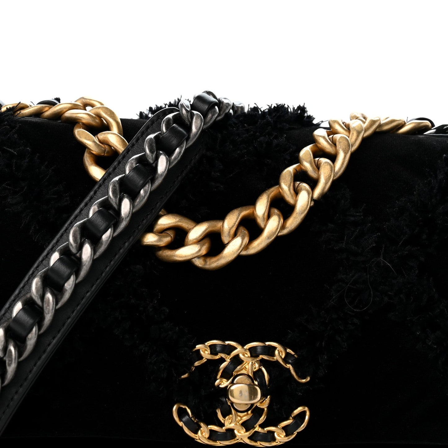 Cotton Canvas Quilted Medium Chanel 19 Flap Black