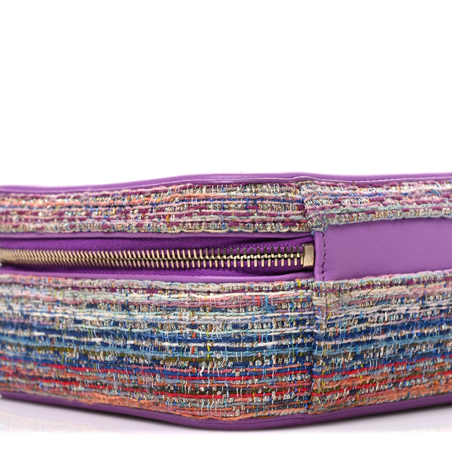 Tweed Quilted Medium CC Filigree Vanity Case Purple Multicolor