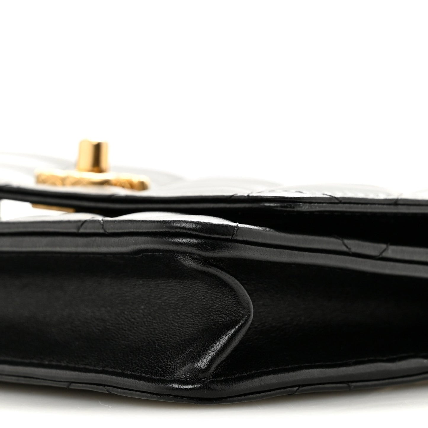 Lambskin Quilted Logo WOC Wallet On Chain Black