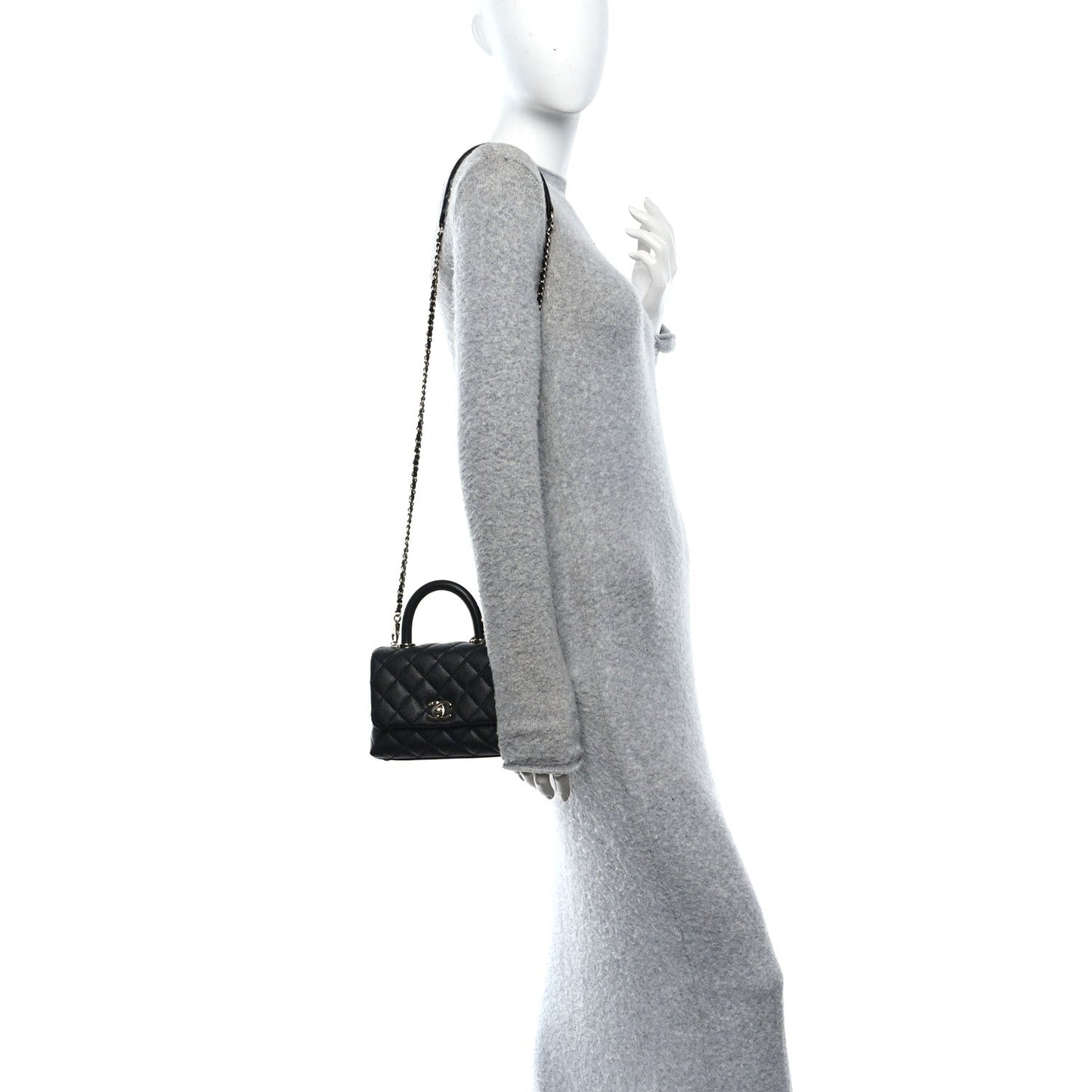 Caviar Quilted Extra Mini Coco Handle Flap Black