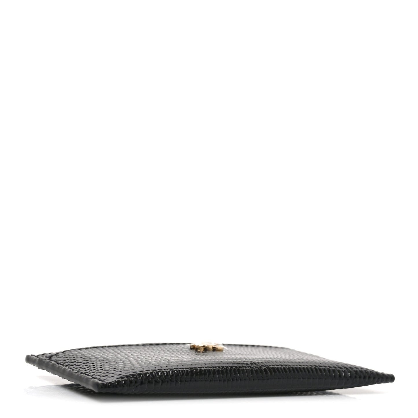 Calfskin Lizard Embossed Card Holder Black