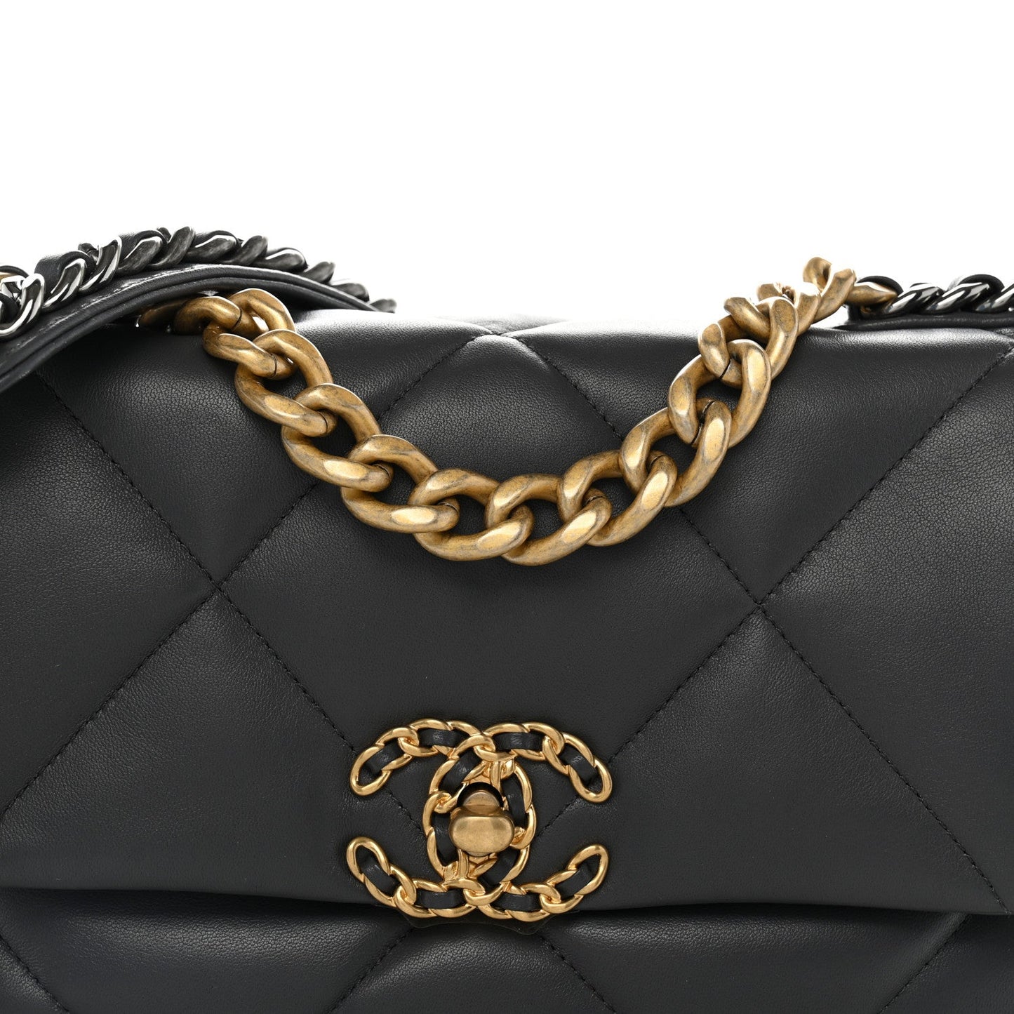Lambskin Quilted Medium Chanel 19 Flap Dark Grey