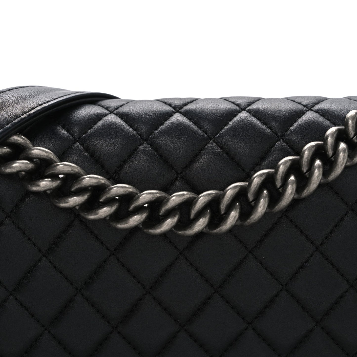 Lambskin Quilted Medium Boy Flap Black