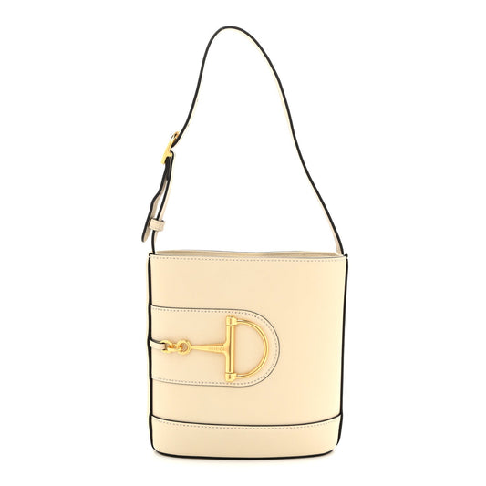 Arabella Calfskin Horsebit 73 Mini Bucket Bag White