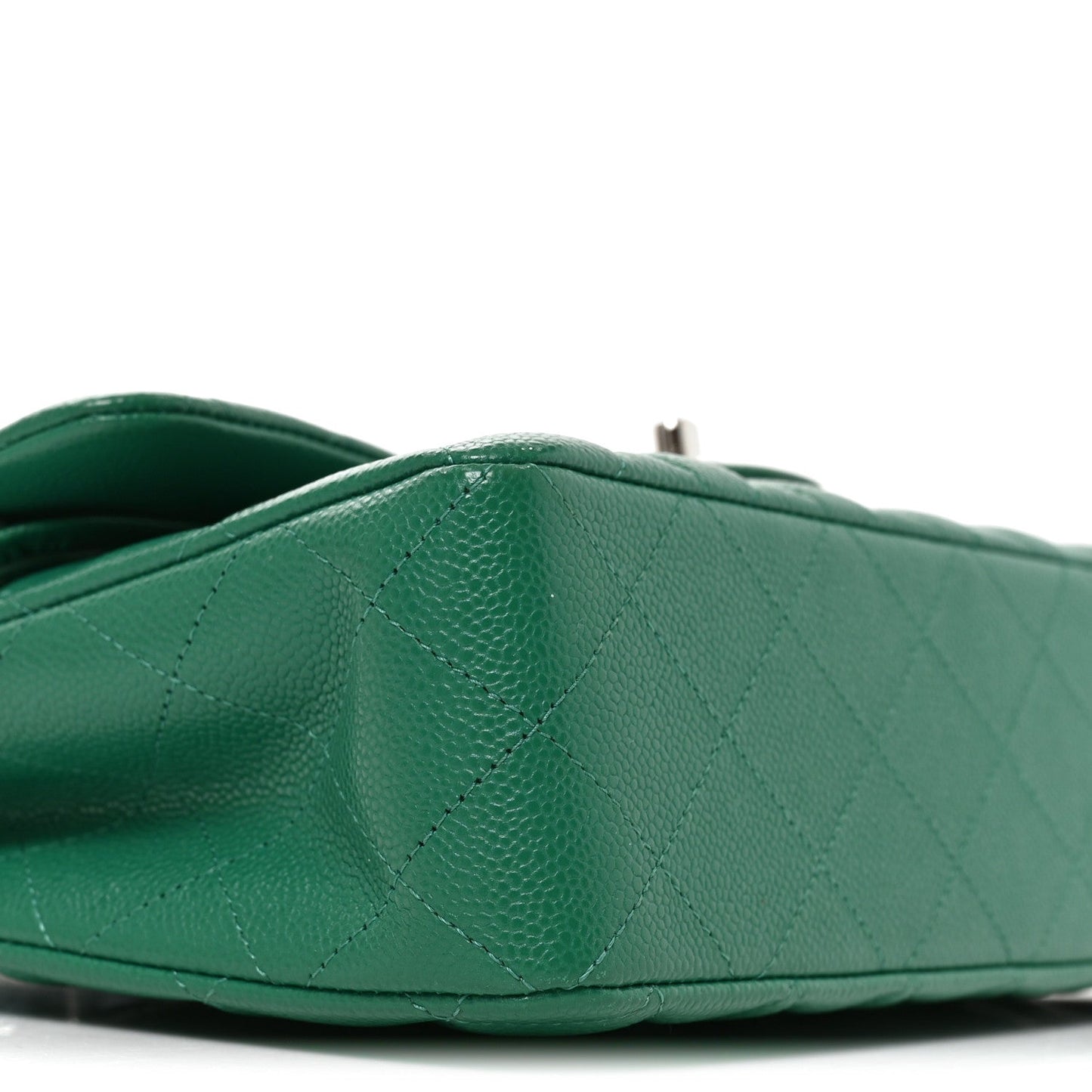 Caviar Quilted Small Double Flap Green
