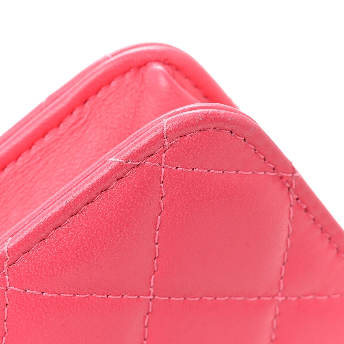Lambskin Quilted Trendy CC Wallet On Chain WOC Pink