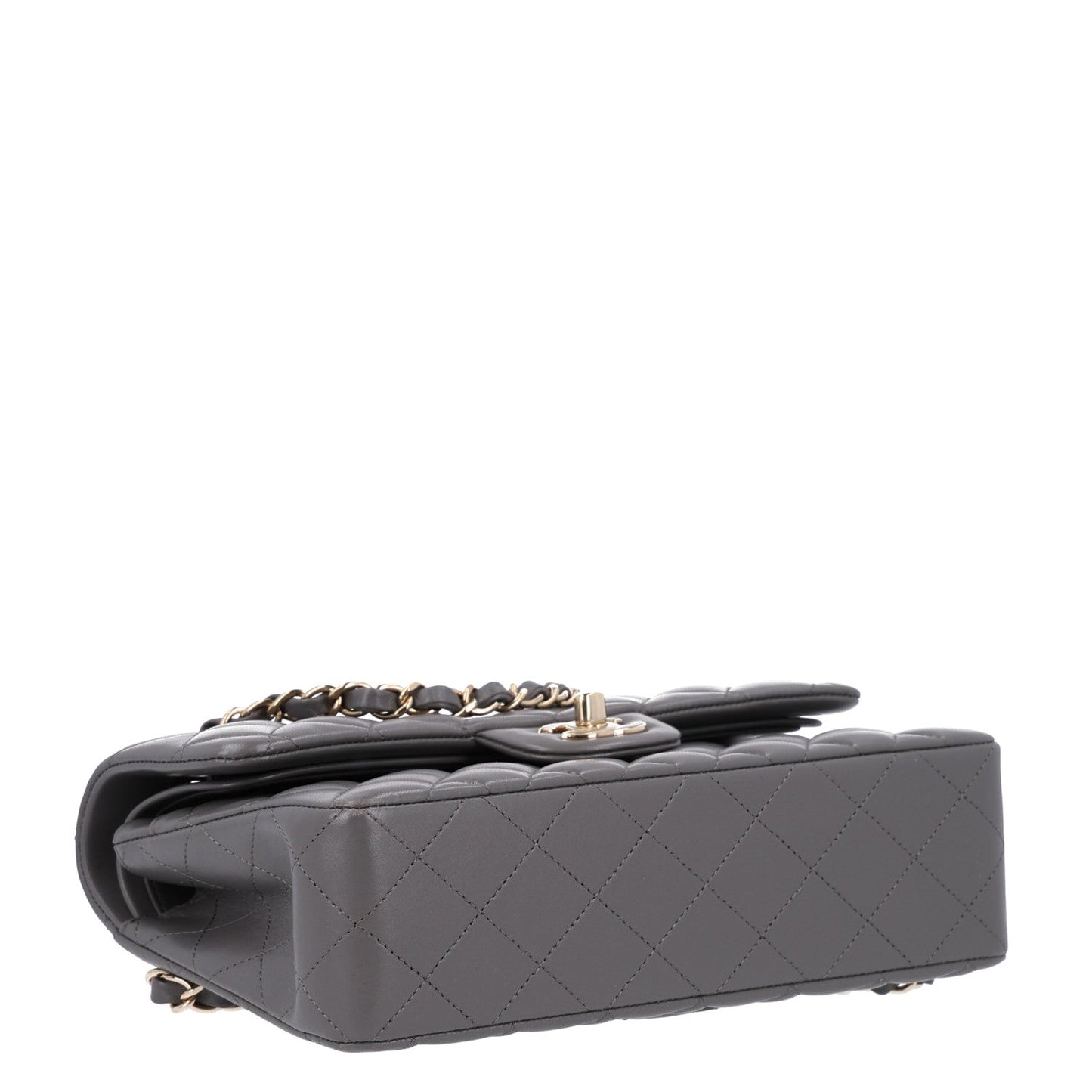 Lambskin Quilted Small Double Flap Grey
