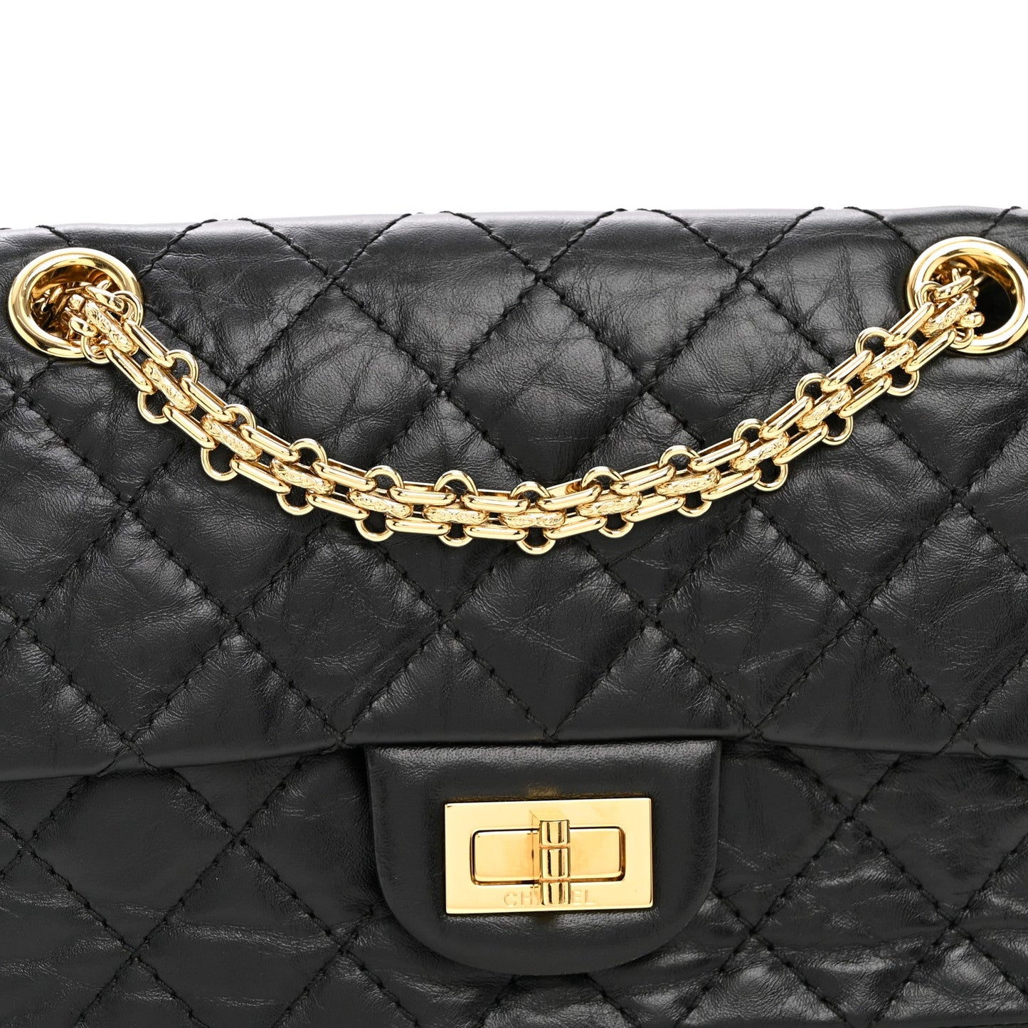 Aged Calfskin Quilted 2.55 Reissue Mini Flap Black
