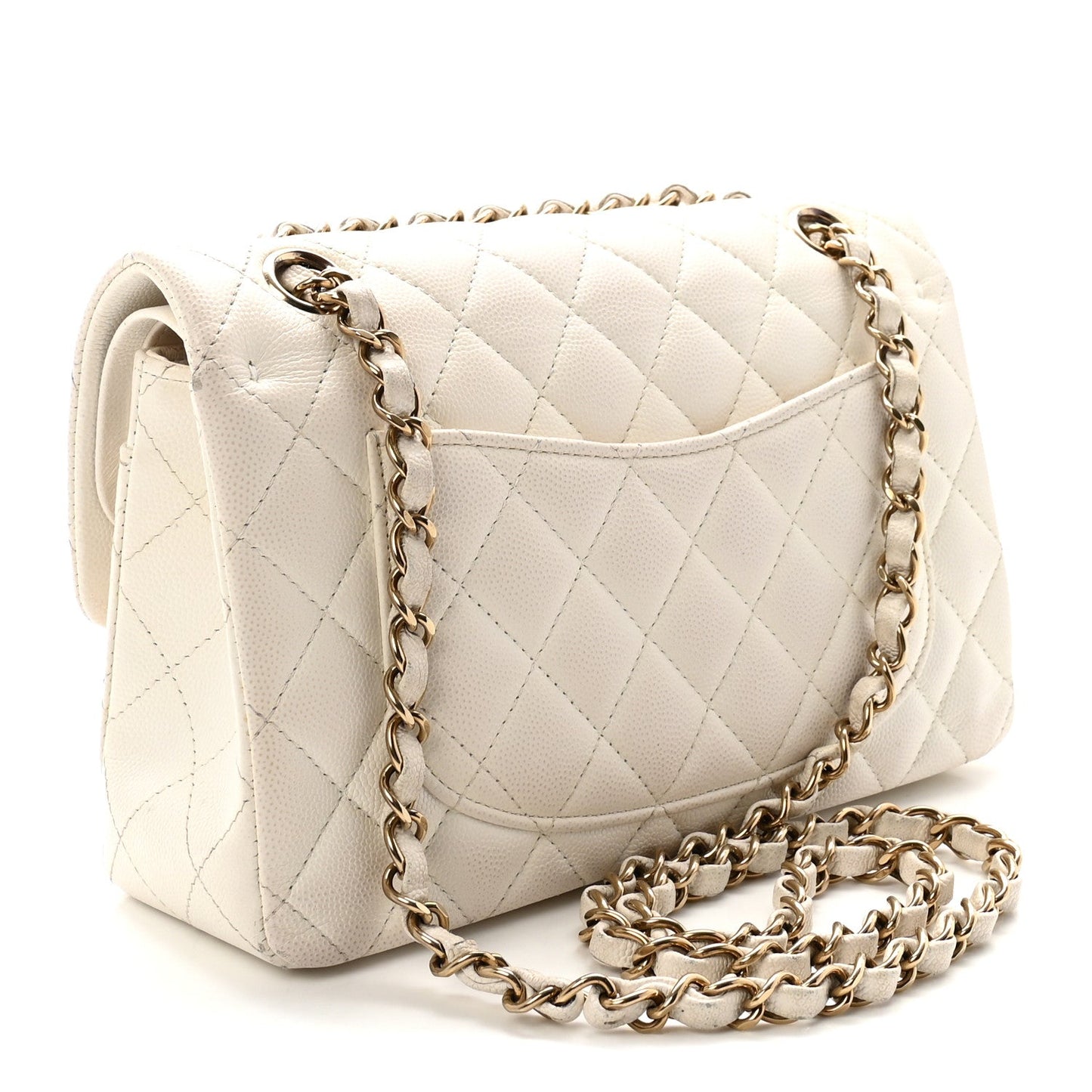 Caviar Quilted Small Double Flap White
