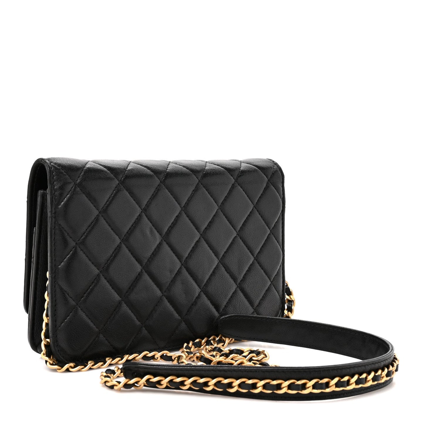 Lambskin Quilted Infinity Wallet On Chain WOC Black