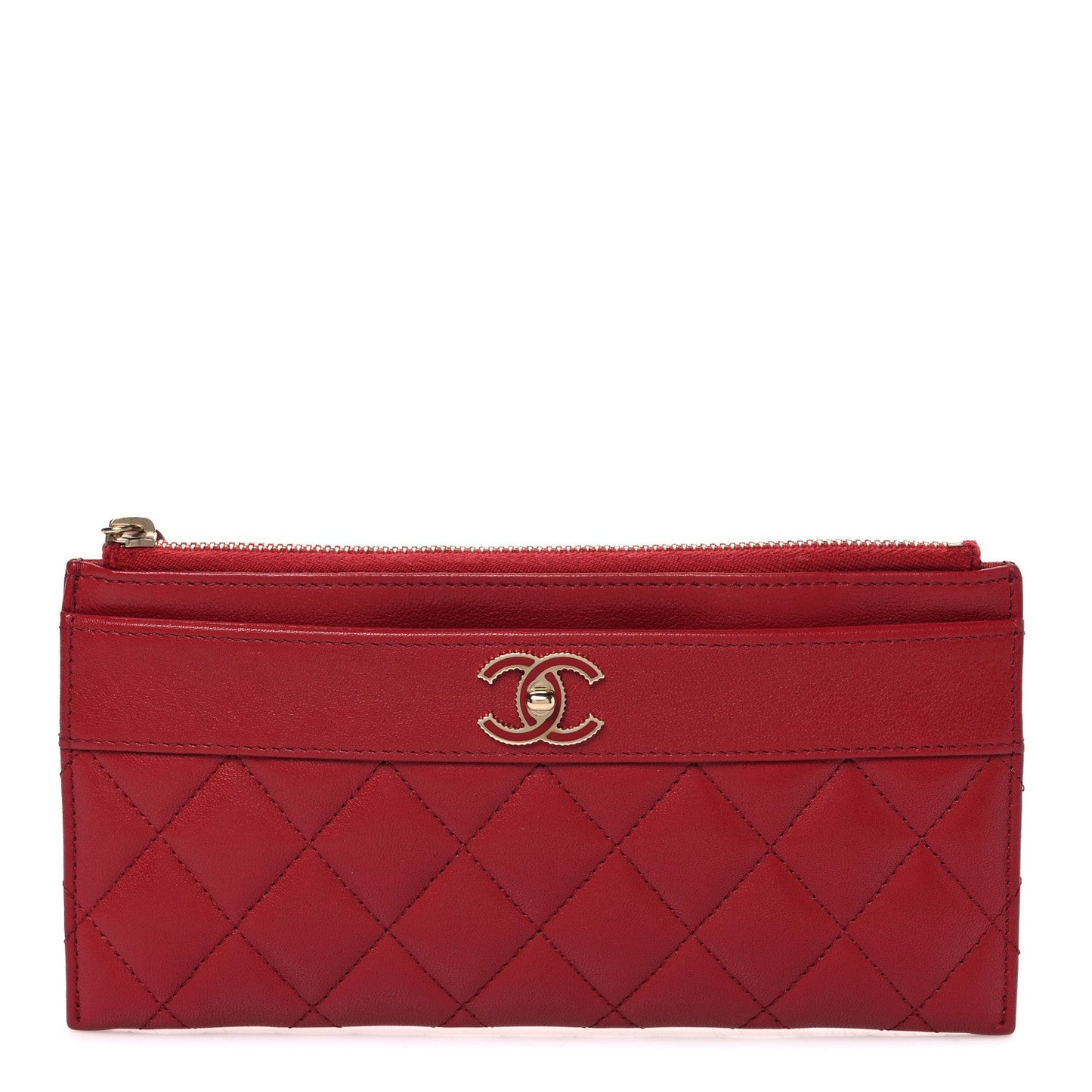 Sheepskin Quilted Mademoiselle Vintage Zip Pouch Red