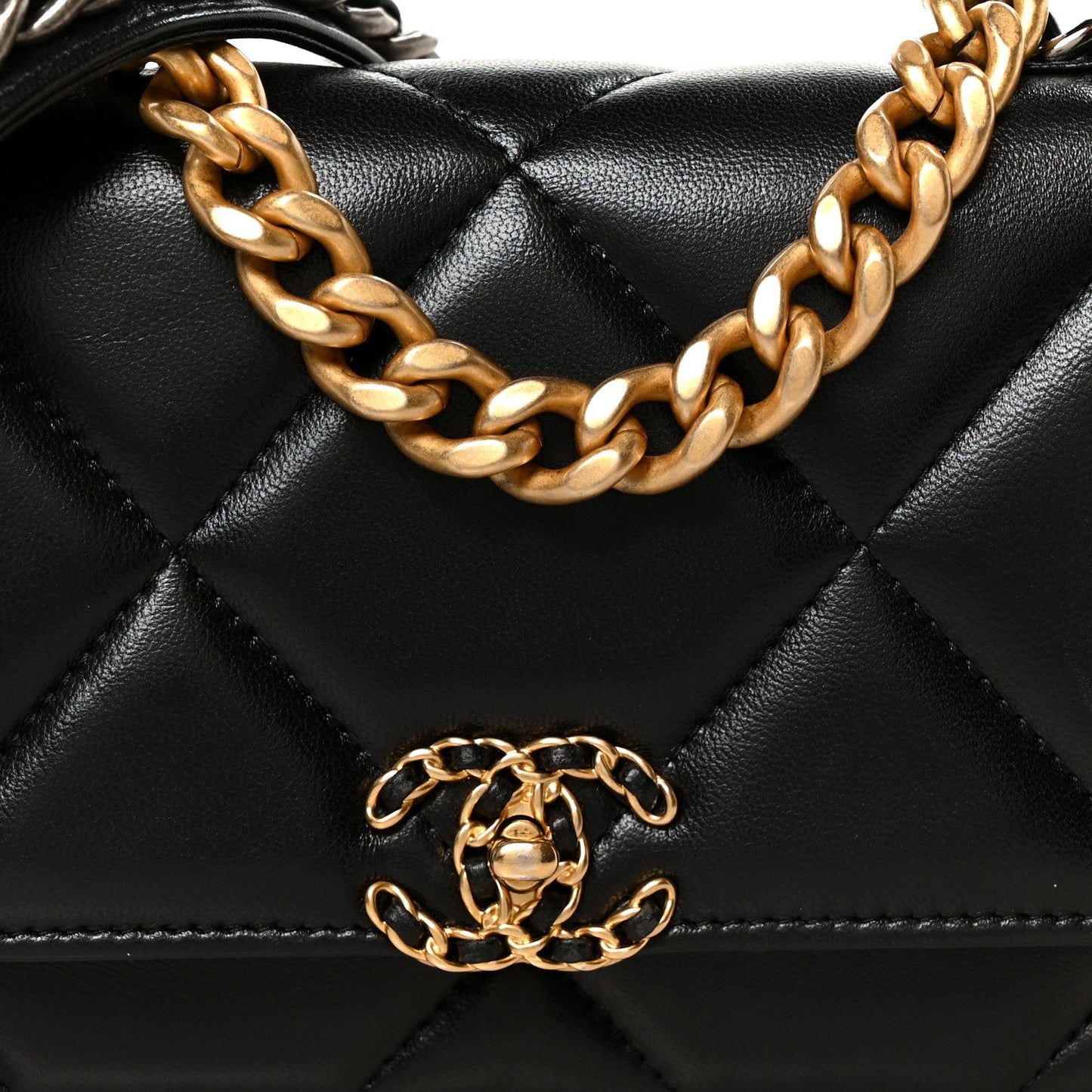 Lambskin Quilted Chanel 19 Wallet On Chain WOC Black