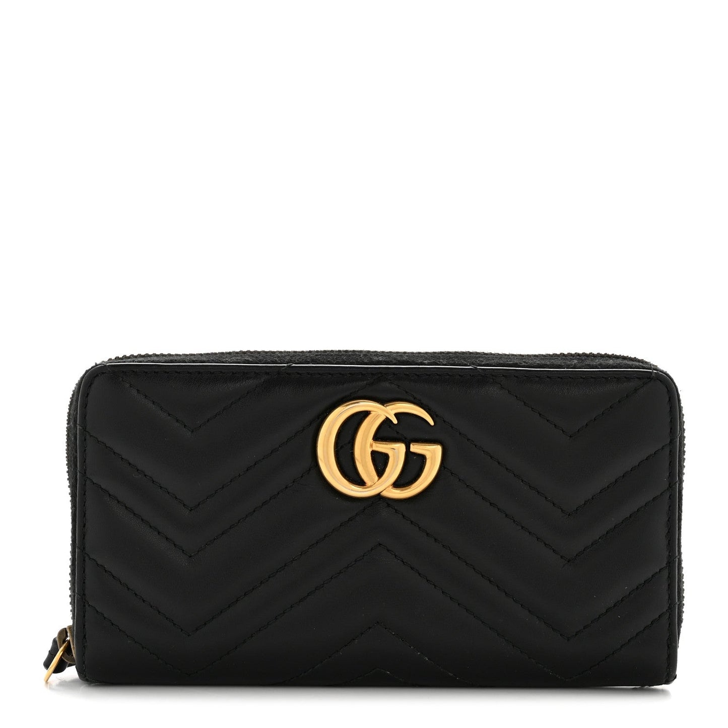 Calfskin Matelasse GG Marmont Zip Around Organizer Wallet Black