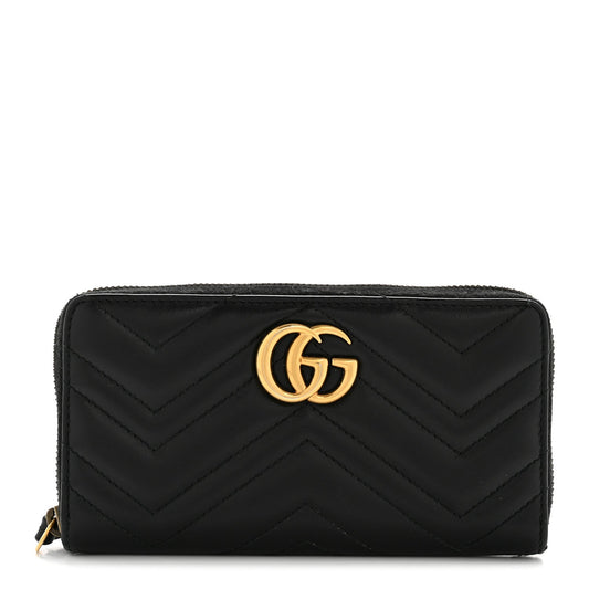 Calfskin Matelasse GG Marmont Zip Around Organizer Wallet Black