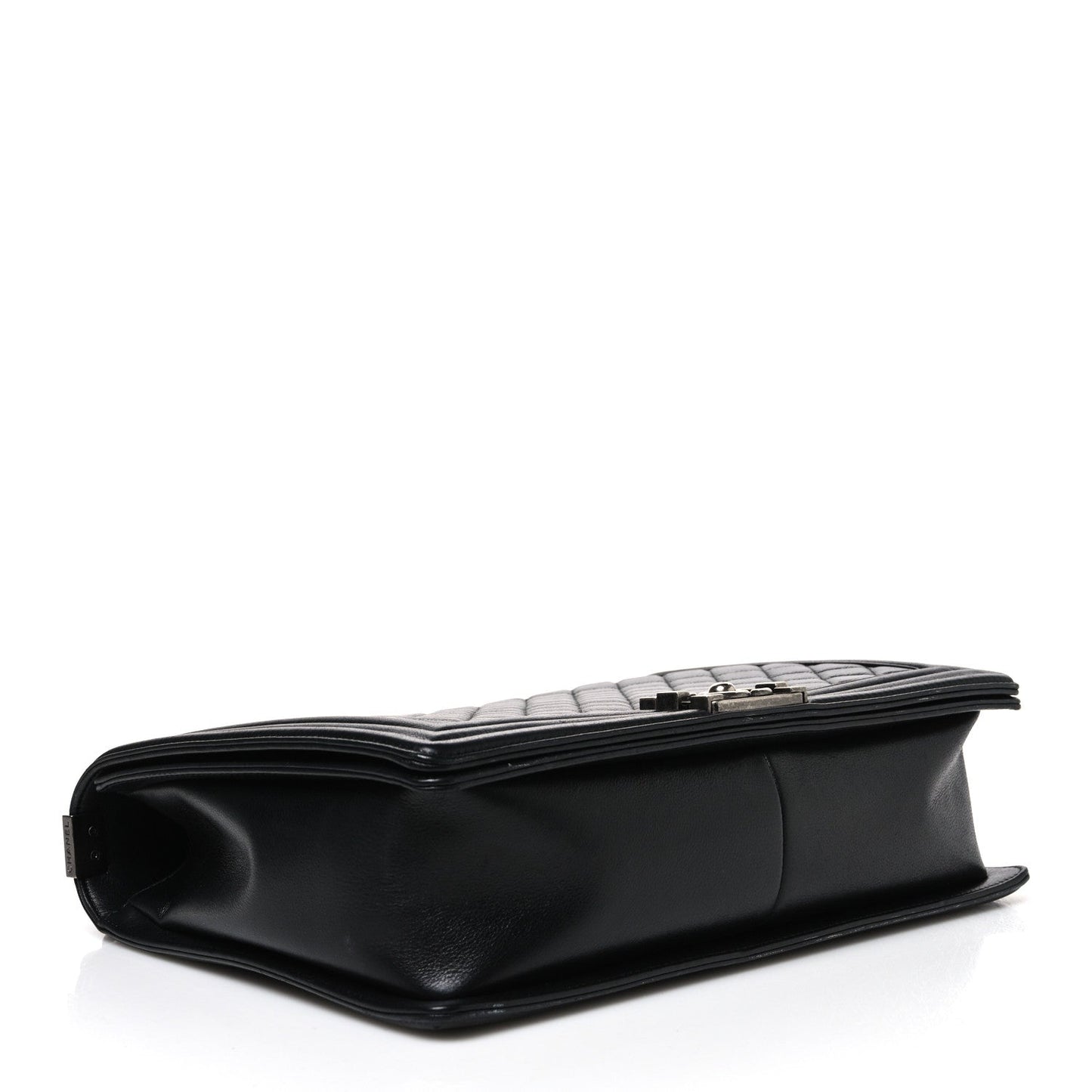 Calfskin Quilted Large Boy Flap Black