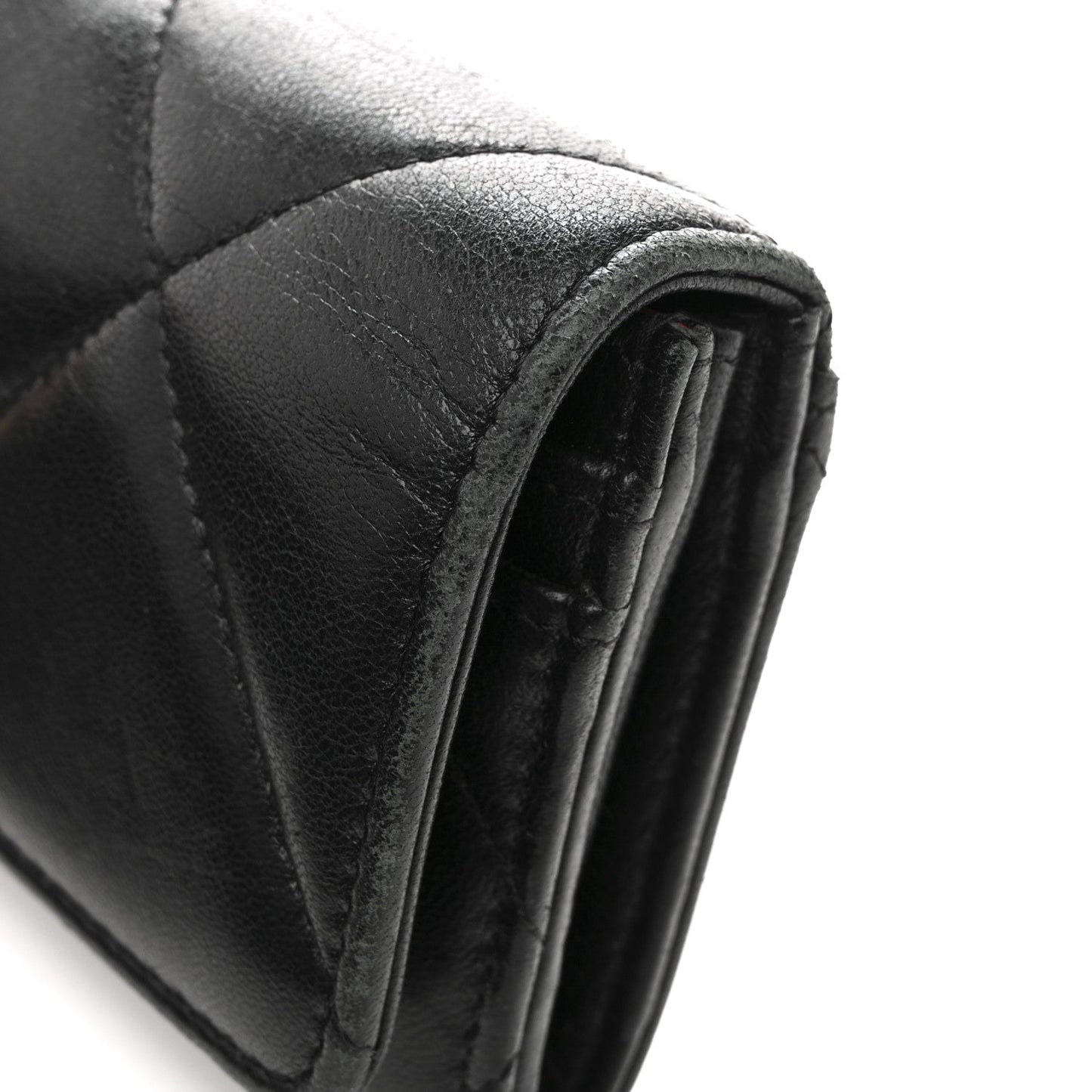 Shiny Goatskin Quilted Chanel 19 Flap Wallet Black