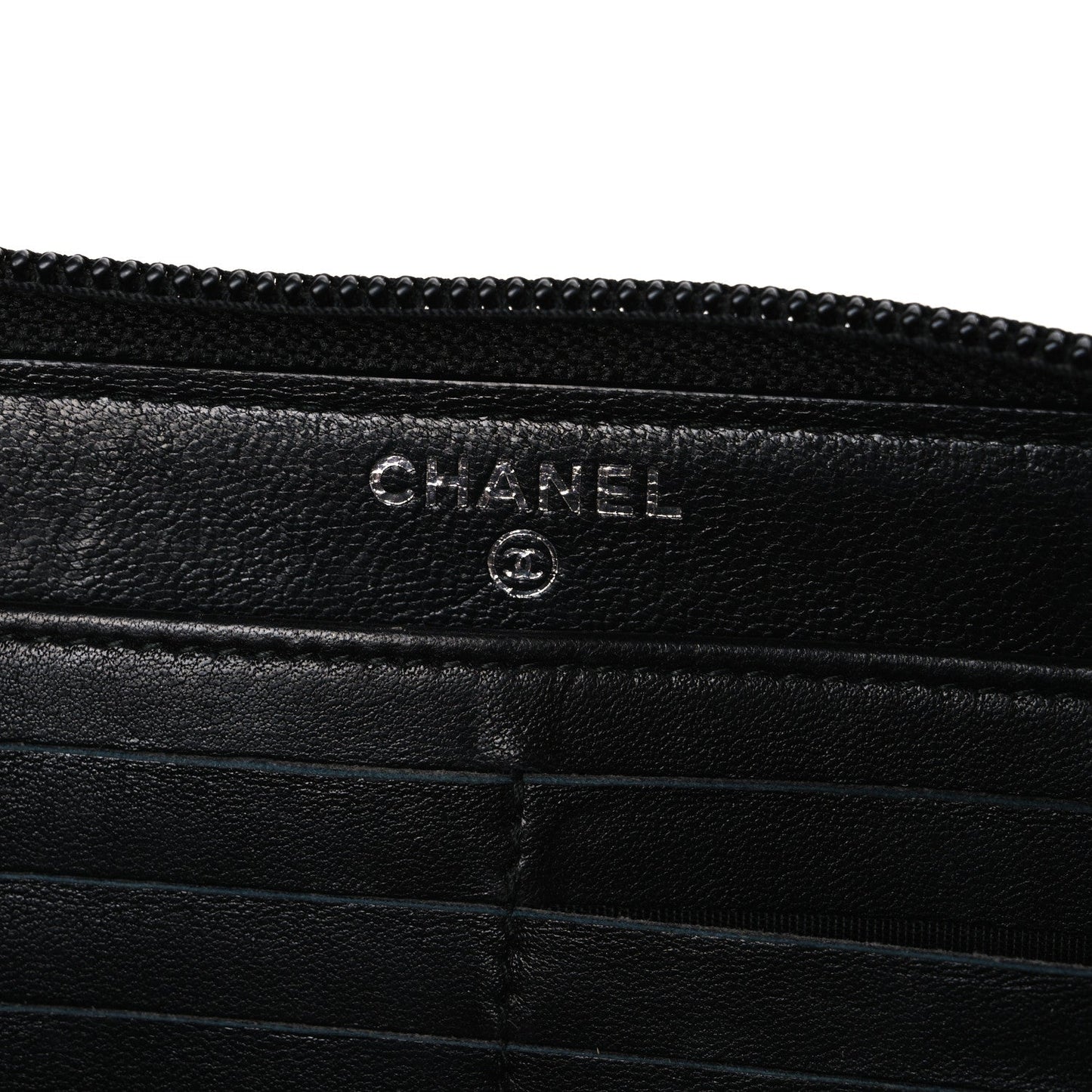 Calfskin Large Bi-Color Zip Around Boy Wallet Black Navy