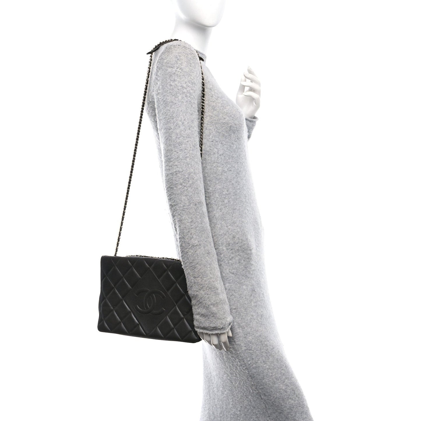 Lambskin Quilted Large Diamond CC Flap Black