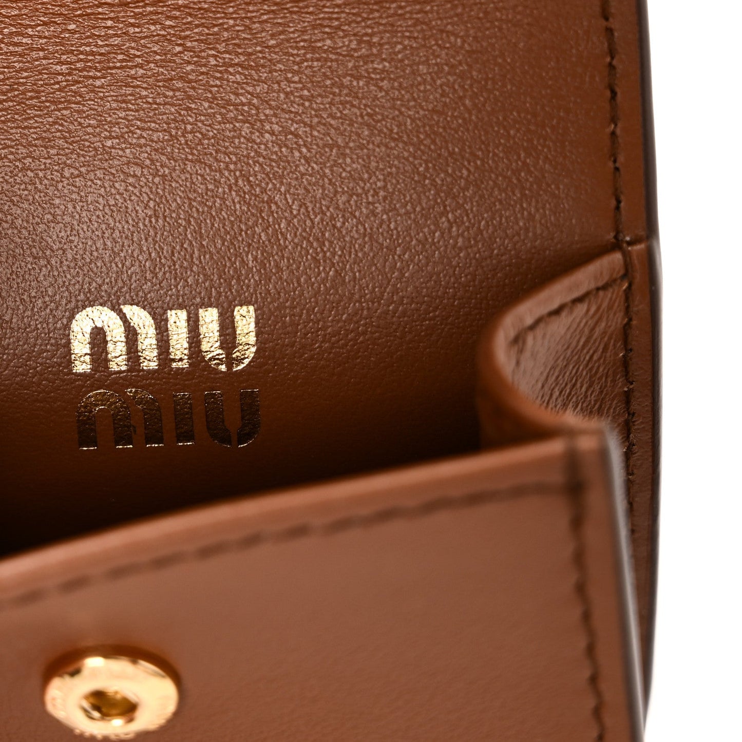 Nappa Flap Pouch Bag Charm Cognac Orange