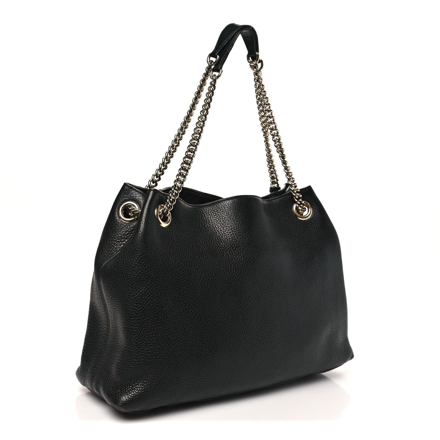 Pebbled Calfskin Medium Soho Chain Shoulder Bag Black