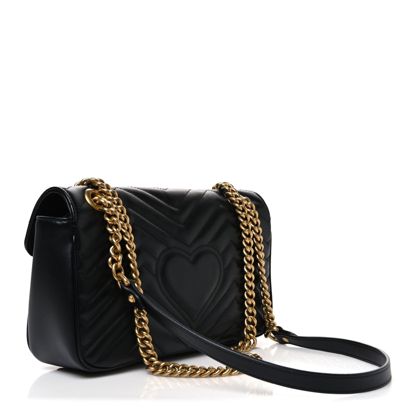 Calfskin Matelasse Small GG Marmont Shoulder Bag Black