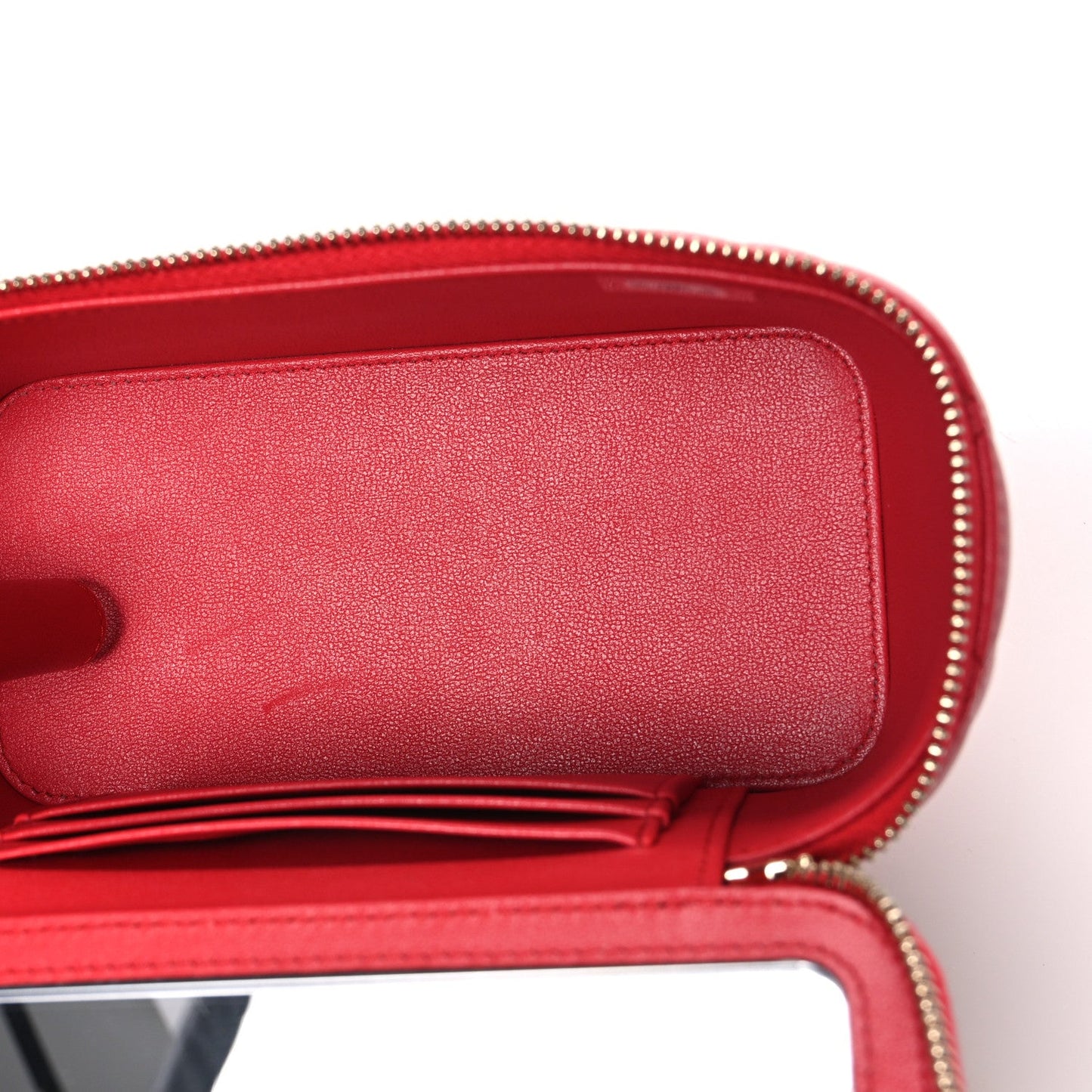 Caviar Quilted Sweetheart Vanity Case Dark Red