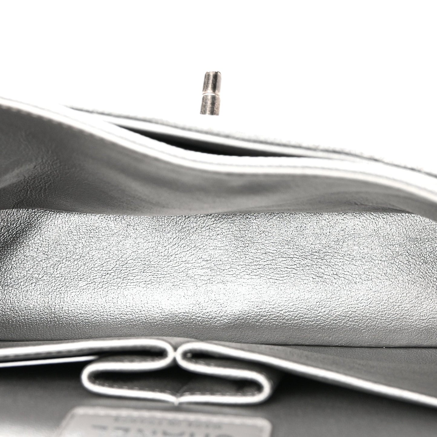Metallic Caviar Quilted Medium Double Flap Silvery