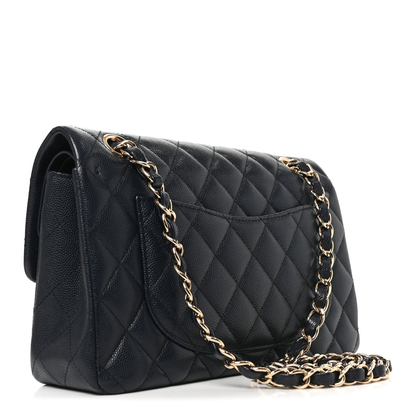 Caviar Quilted Small Double Flap Dark Navy