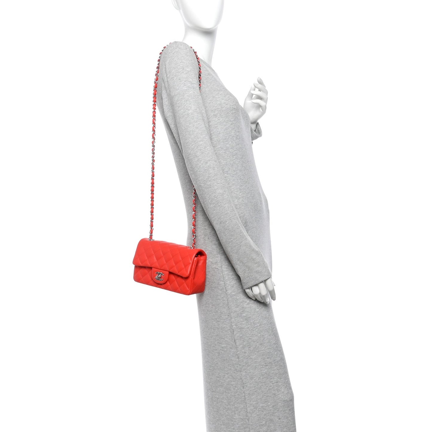 Lambskin Quilted Mini Rectangular Flap Red