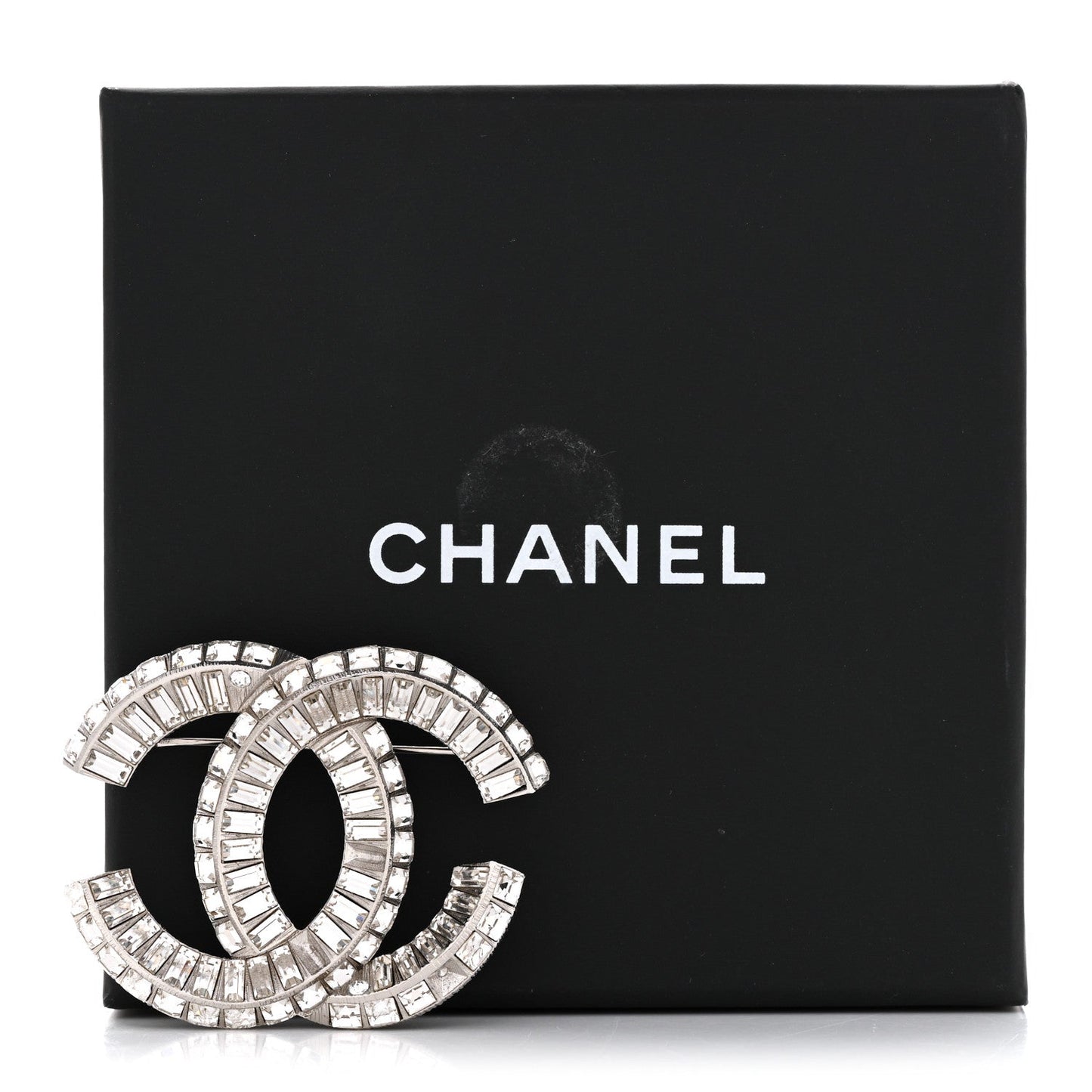 Baguette Crystal CC Brooch Silver