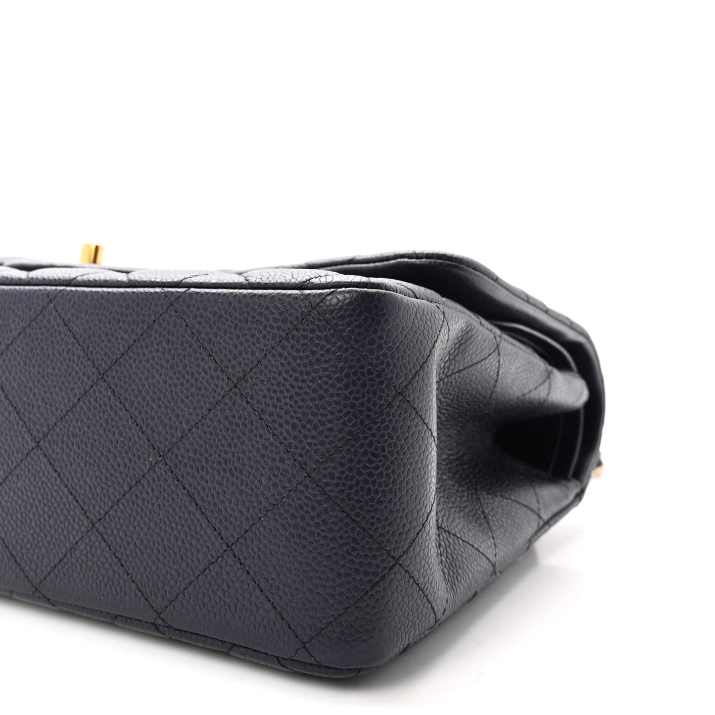 Caviar Quilted Jumbo Double Flap Navy Blue
