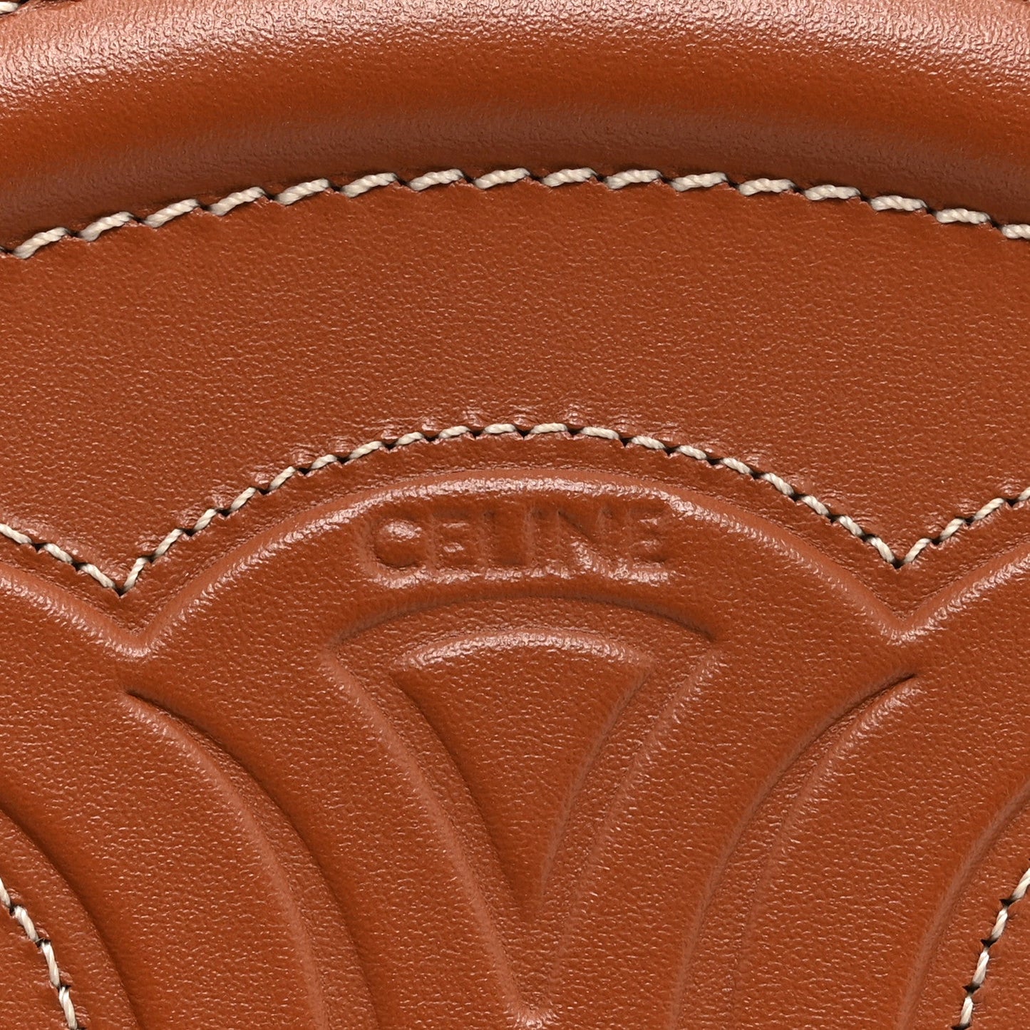 Smooth Calfskin Cuir Small Triomphe Oval Crossbody Purse Tan