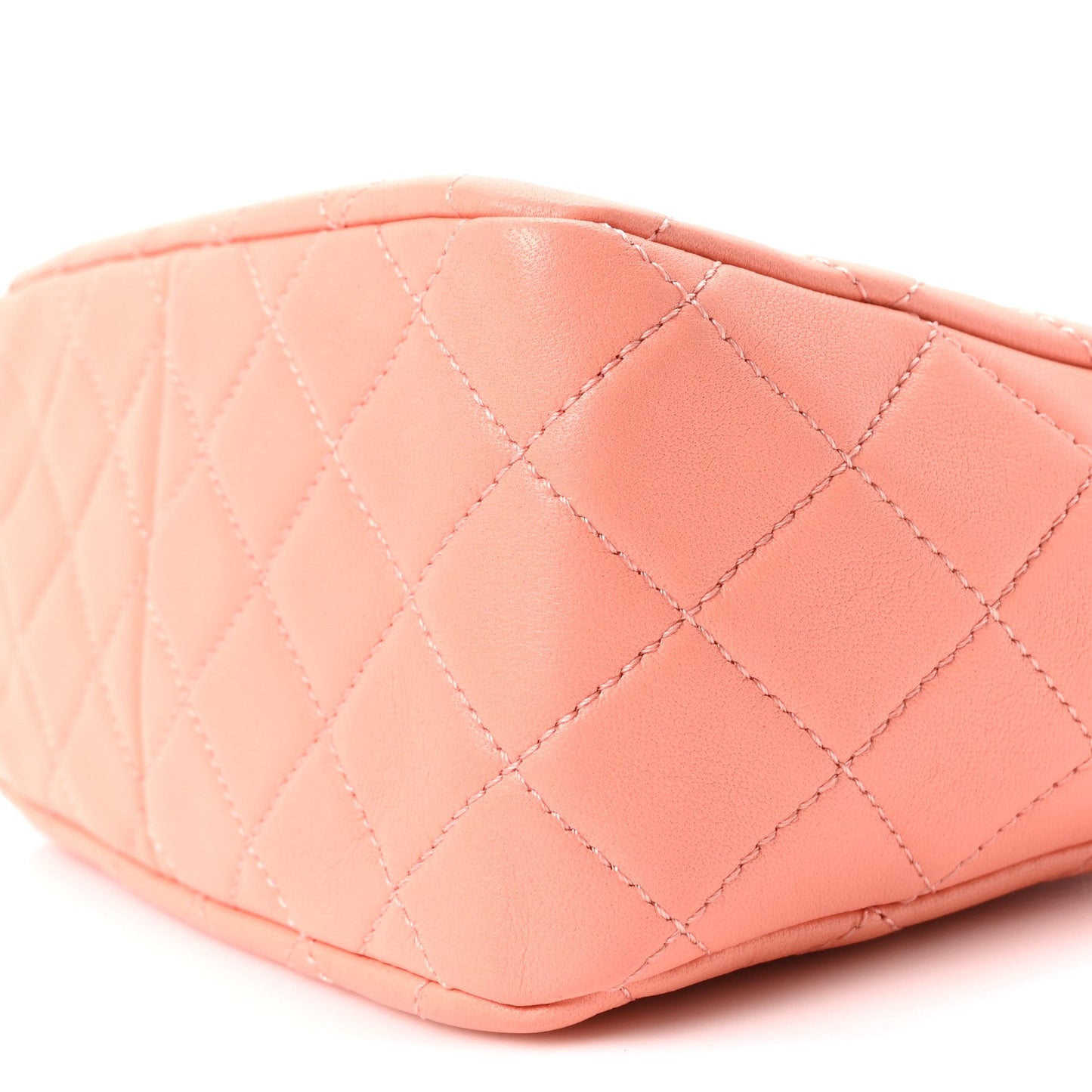 Lambskin Quilted Small Pearl Crush Hobo  Coral
