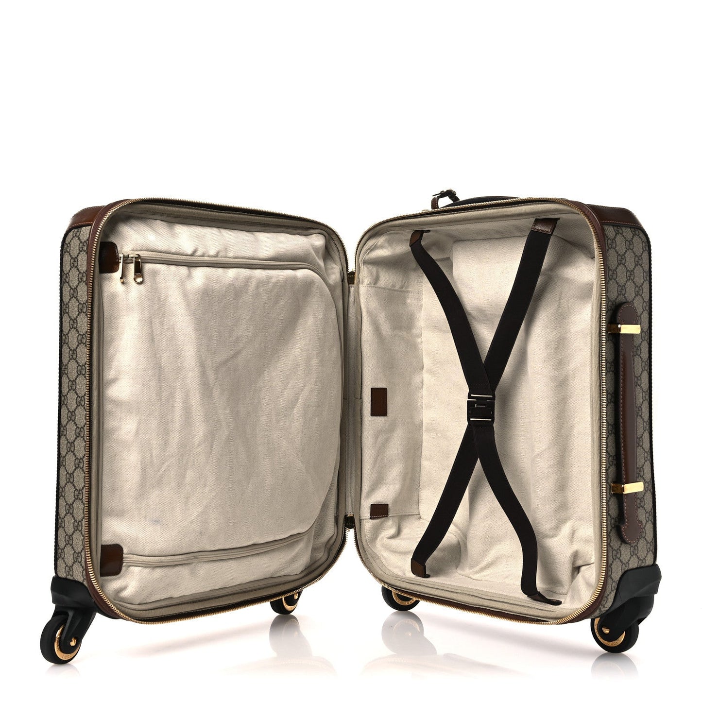 GG Supreme Monogram Azalea Calfskin Retro Interlocking G Small Savoy Cabin Trolley Beige Ebony Brown Sugar