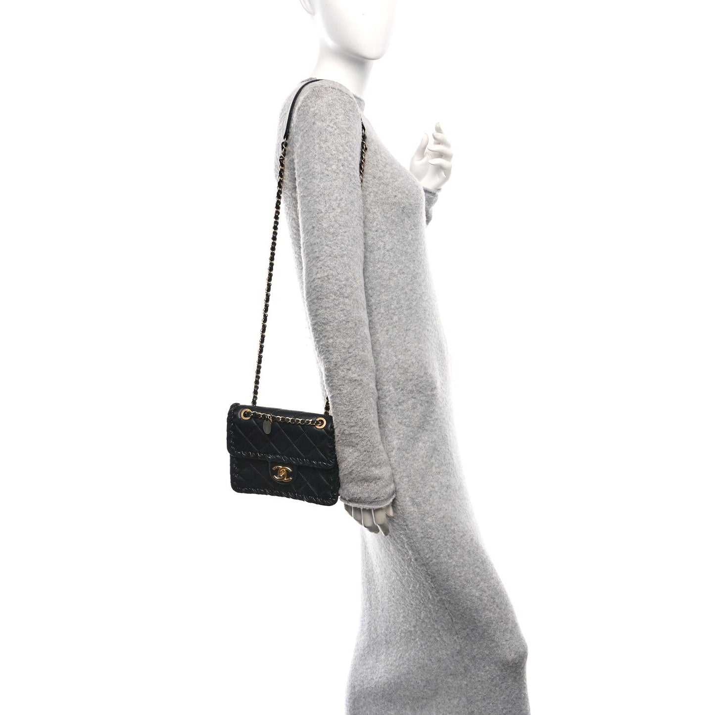 Calfskin Braided Mini My Own Frame Flap Black
