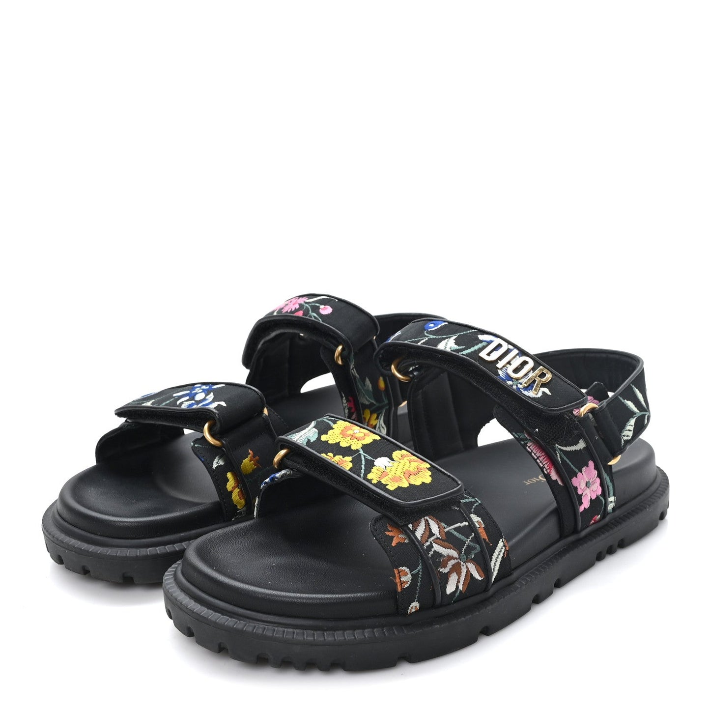 Technical Fabric Petites Fleurs Print Dioract Sandals 40 Black Multicolor