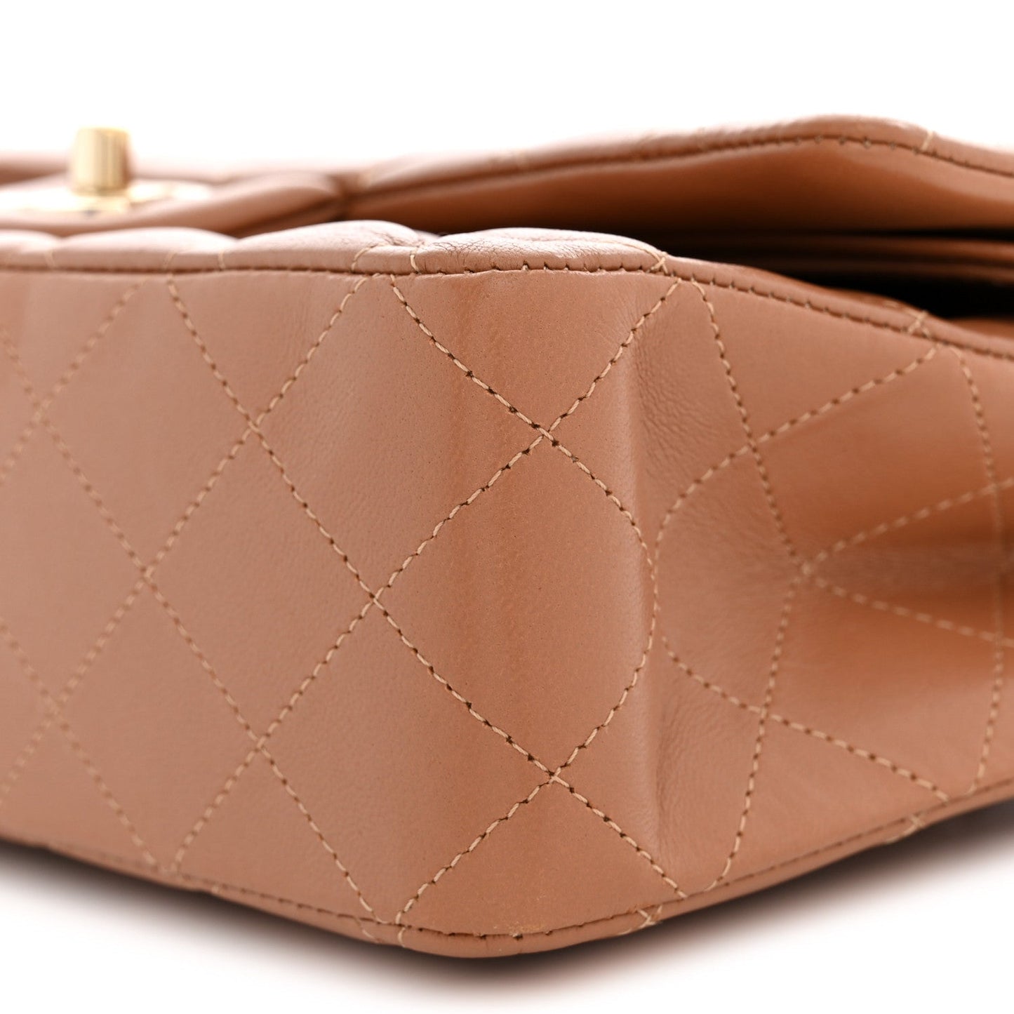 Lambskin Quilted Medium Double Flap Brown