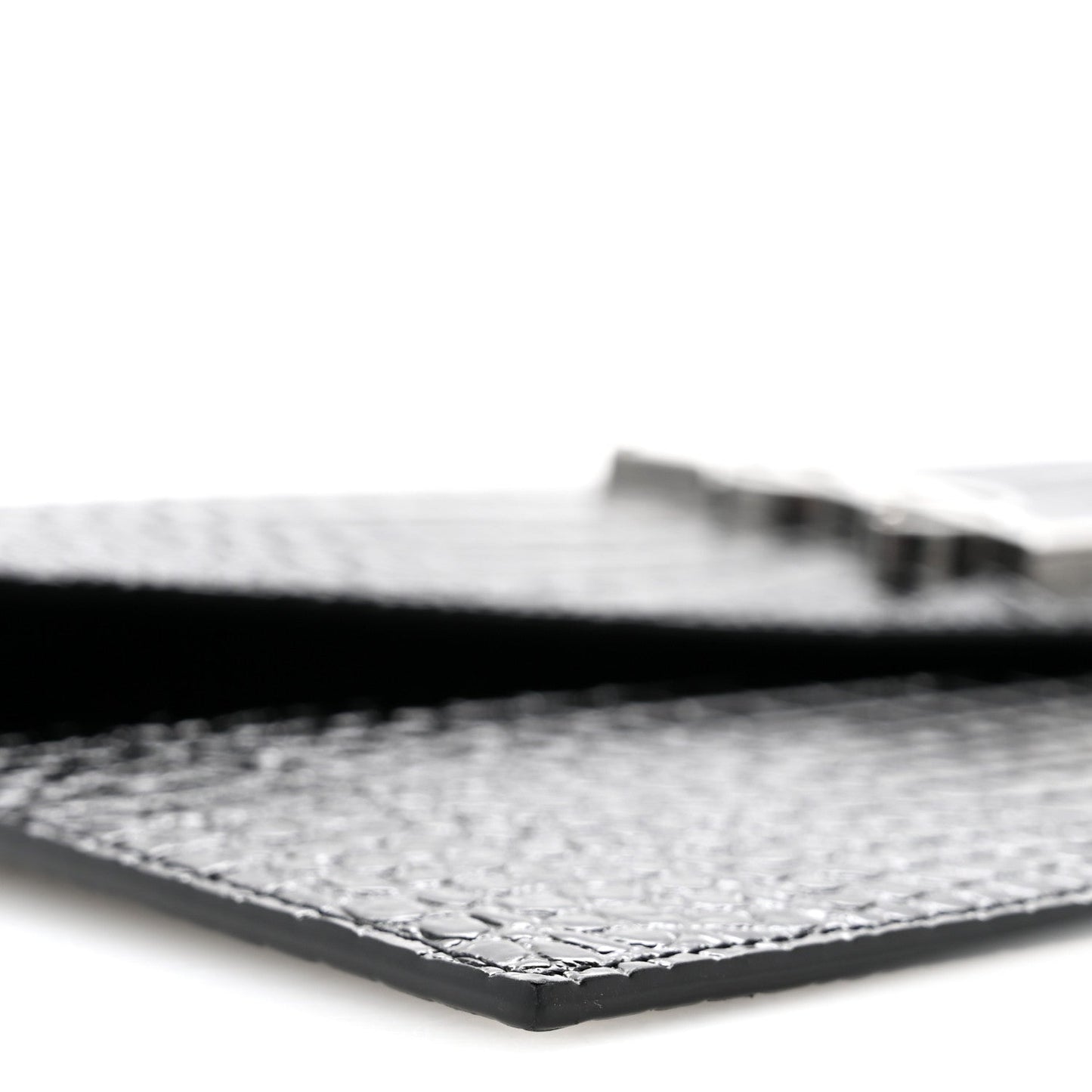 Calfskin Crocodile Embossed Uptown Monogram Clutch Black