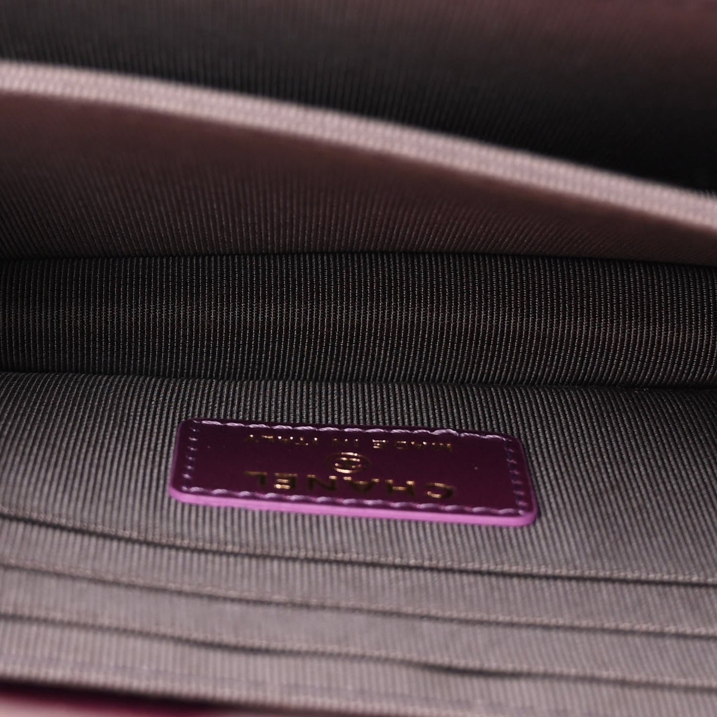 Iridescent Lambskin Quilted Mini Wallet On Chain WOC Purple