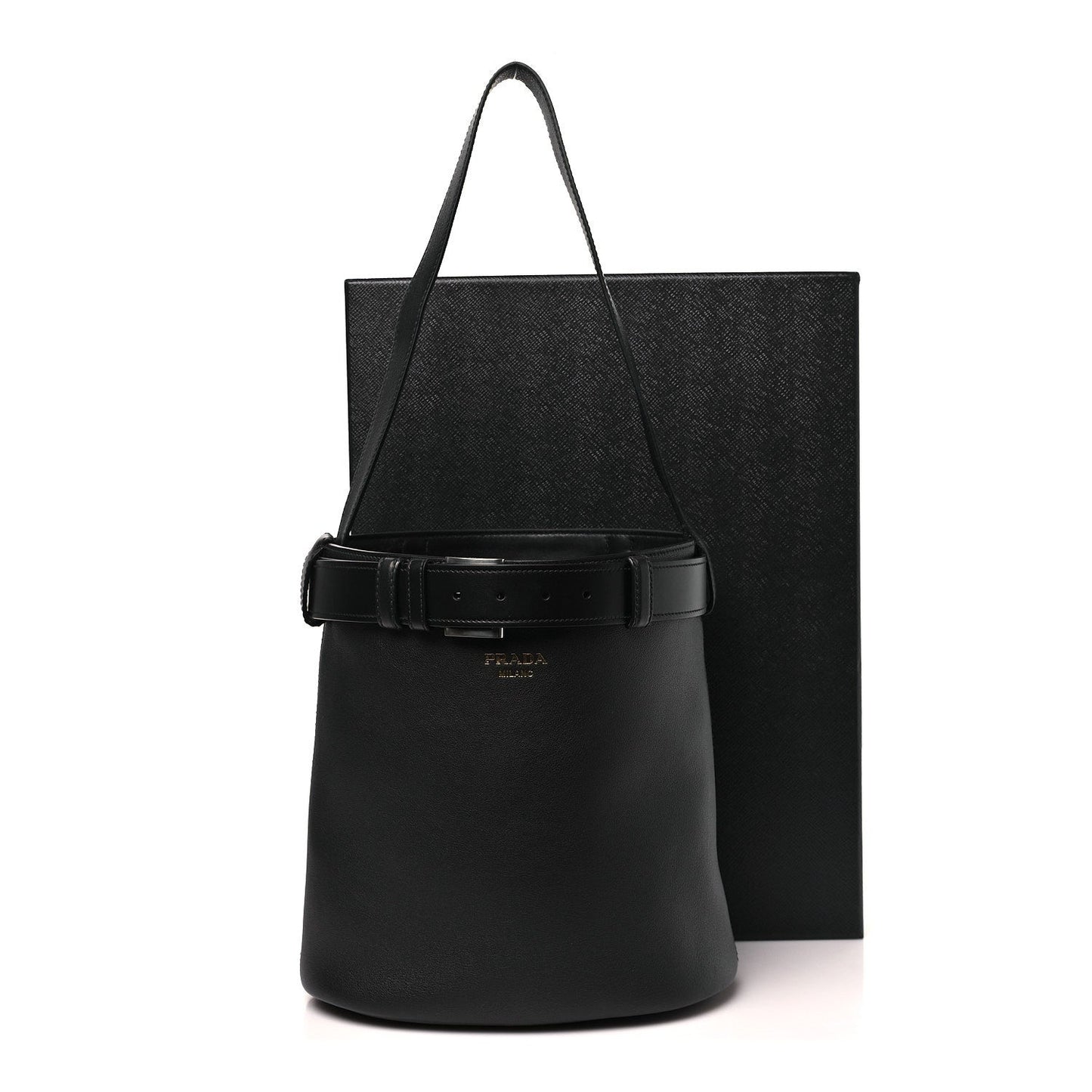 Soft Grained Vitello Daino Secchiello Bucket Bag Black