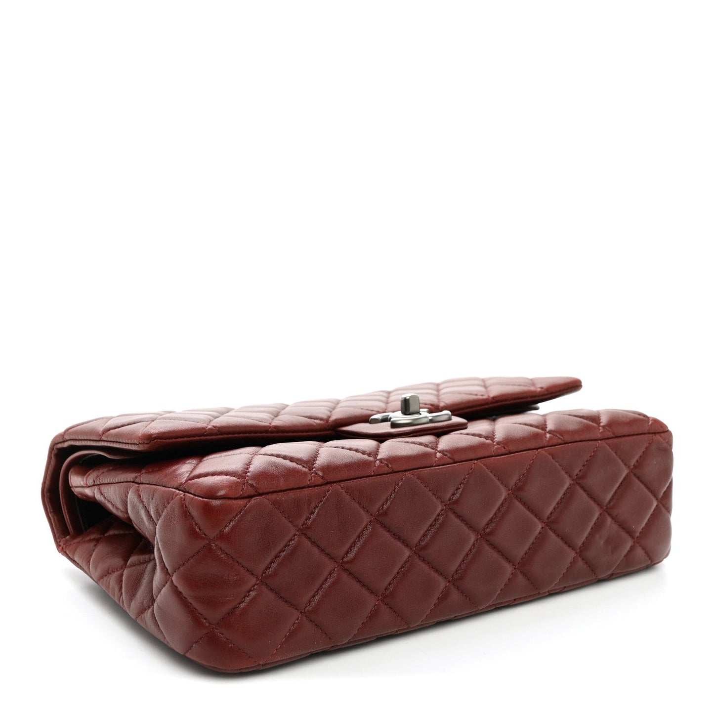 Lambskin Quilted Medium Double Flap Burgundy