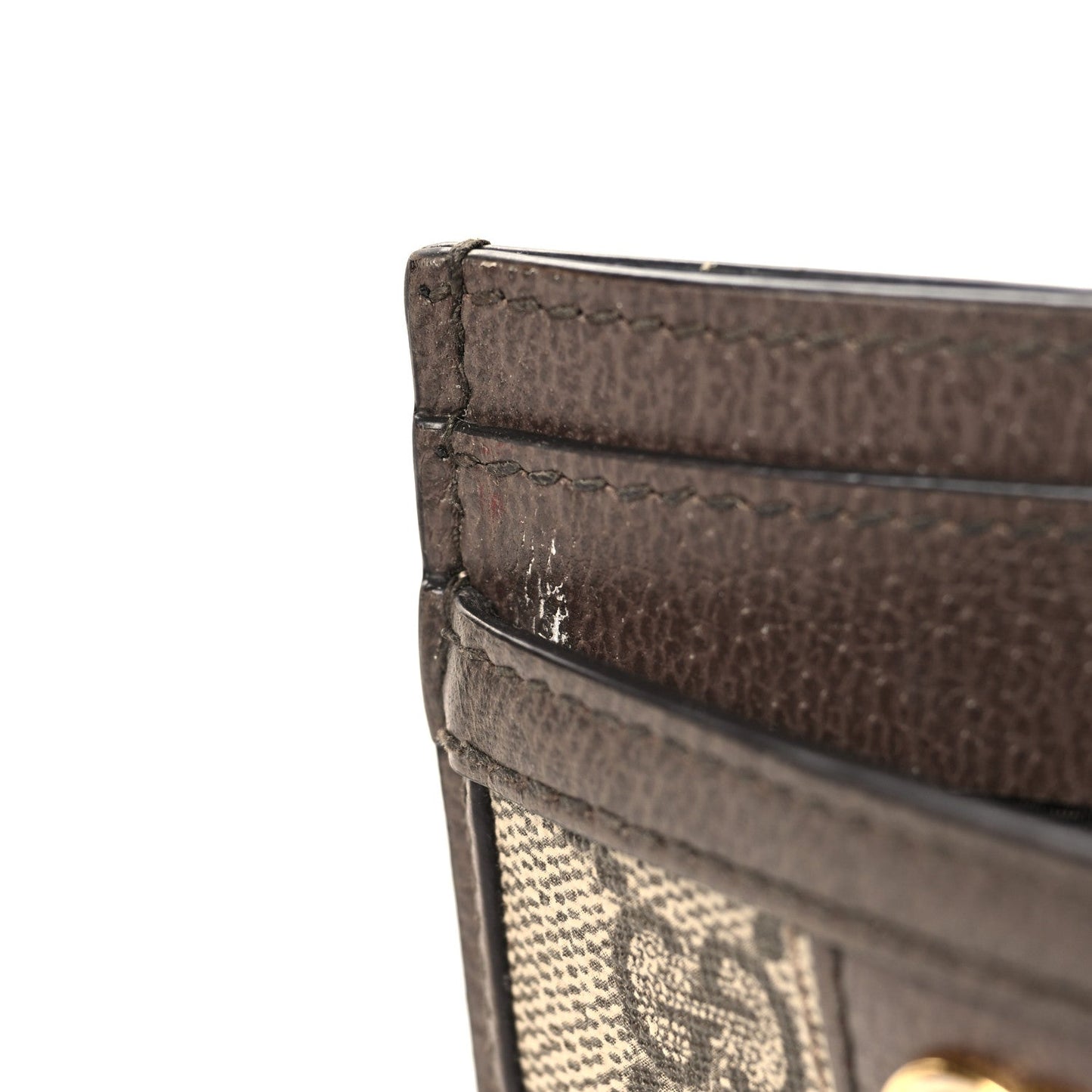 GG Supreme Monogram Textured Dollar Calfskin Ophidia Card Holder Beige Ebony New Acero