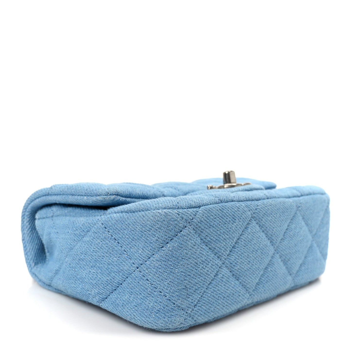 Denim Quilted Sweetheart Mini Flap Blue