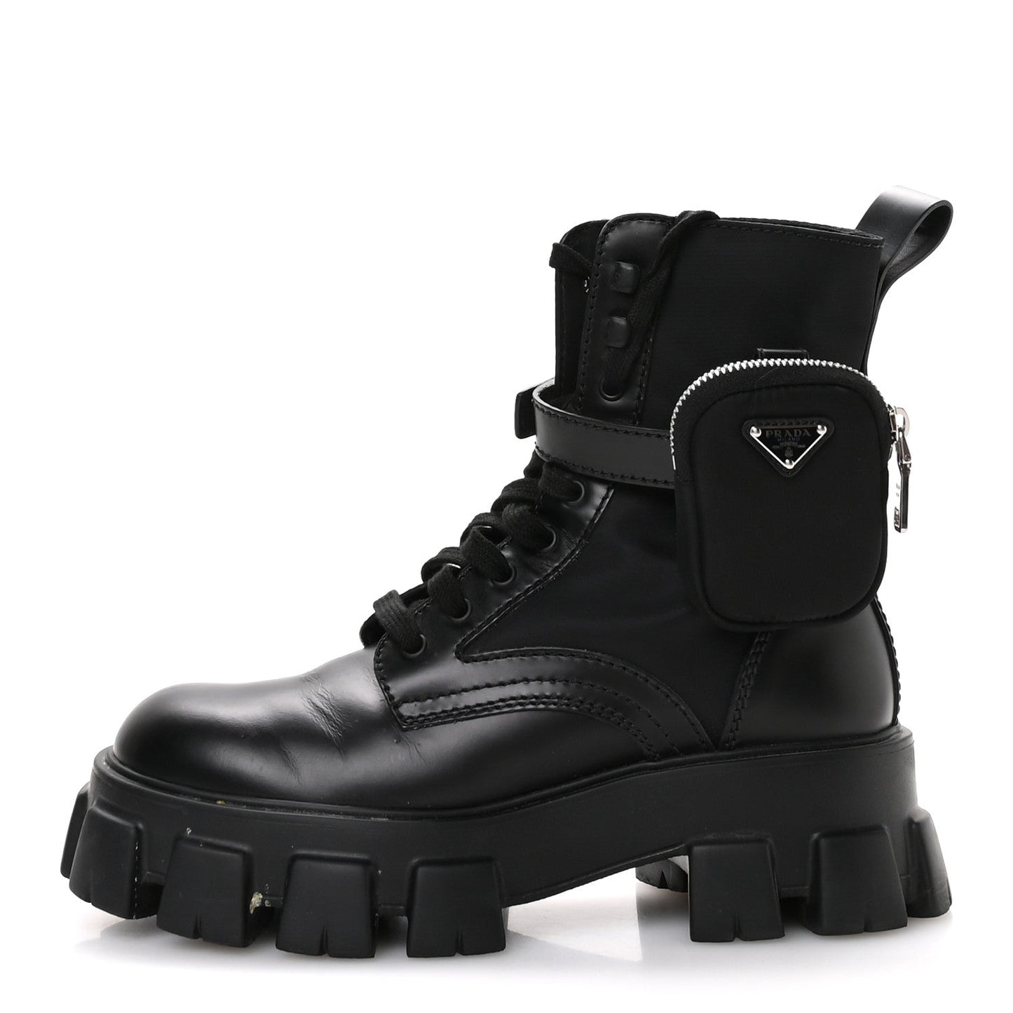 Spazzolato Rois Nylon Metal Triangle Logo Monolith Pouch Pocket 55mm Boots 40 Black