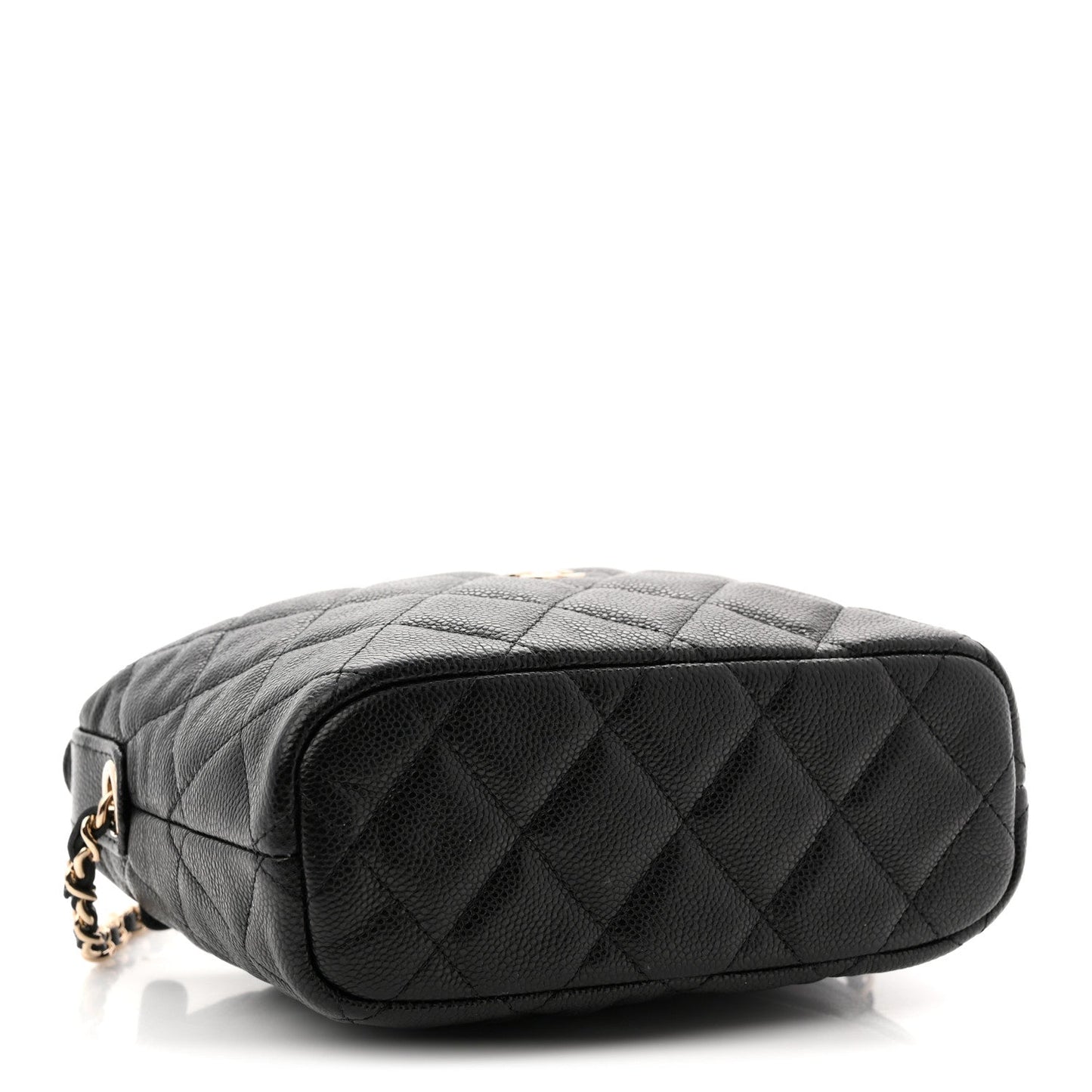 Caviar Quilted Hobo Clutch With Chain  Black